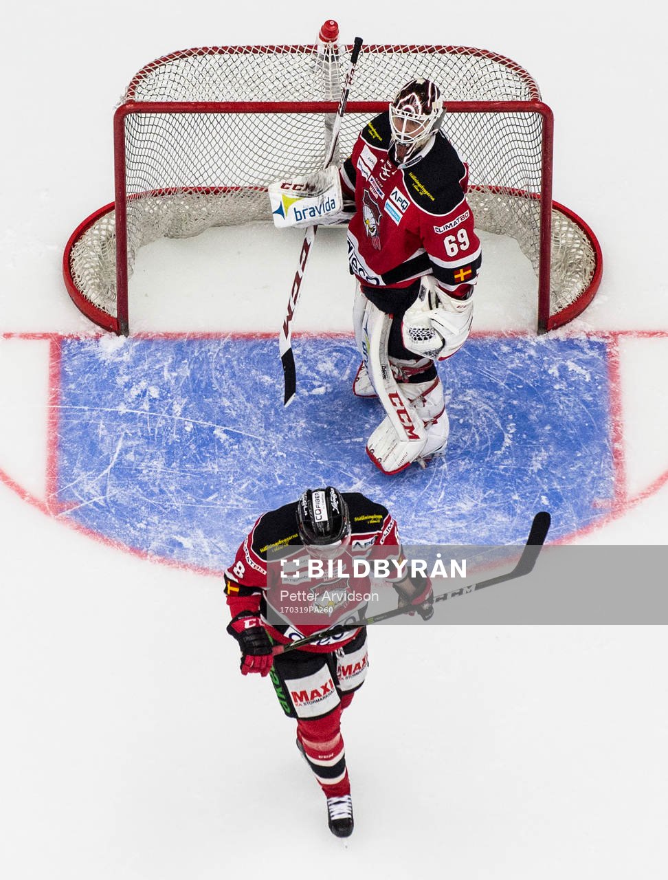 Malmö Redhawks målvakt Oscar Alsenfelt och Lars Bryggman
