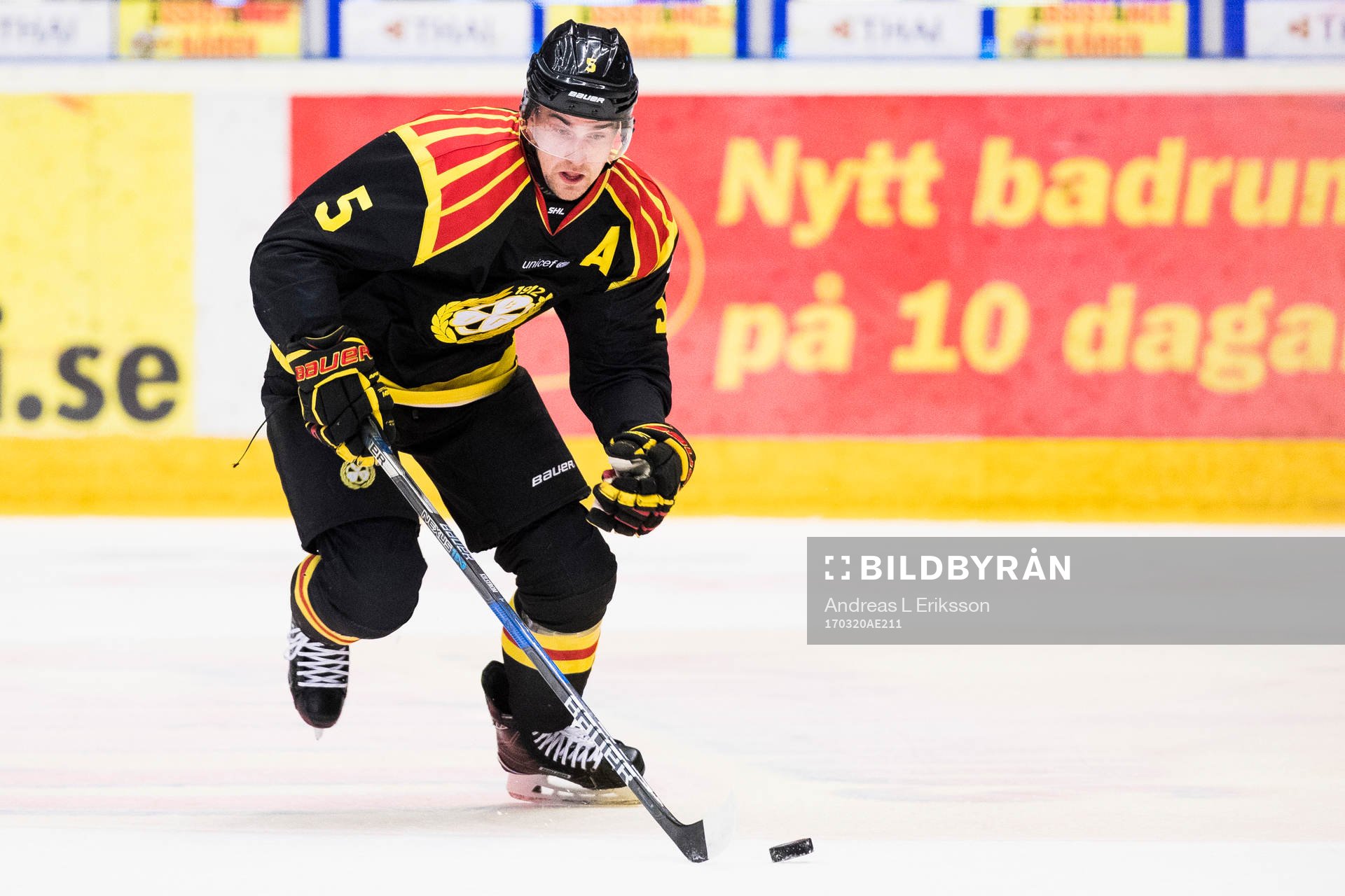 Brynäs Lukas Kilström med pucken
