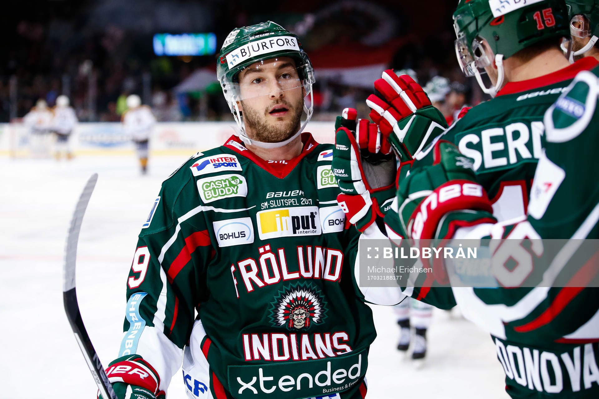 Frölundas Casey Wellman jublar