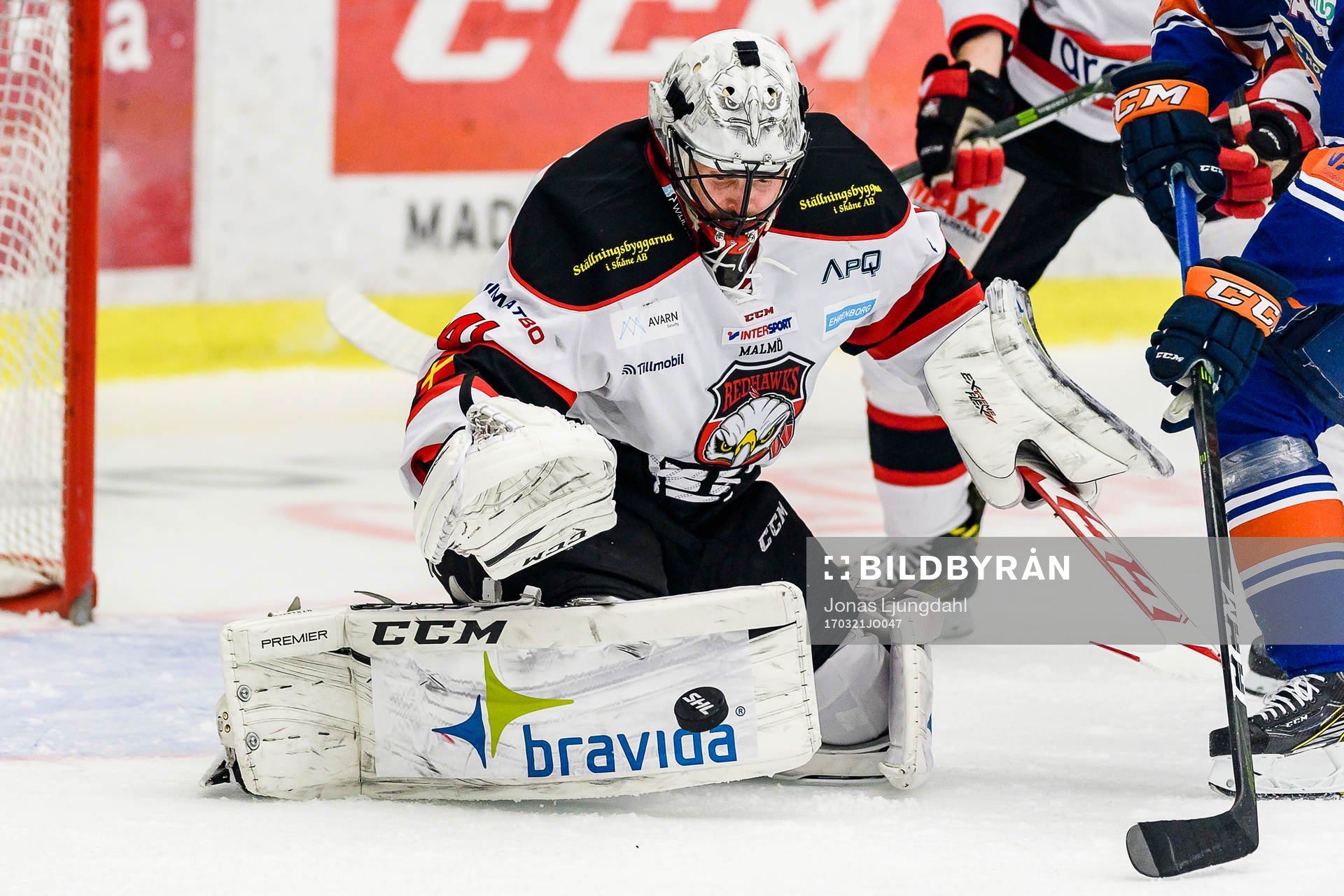 Malmö Redhawks målvakt Cristopher Nihlstorp fokuserar på
