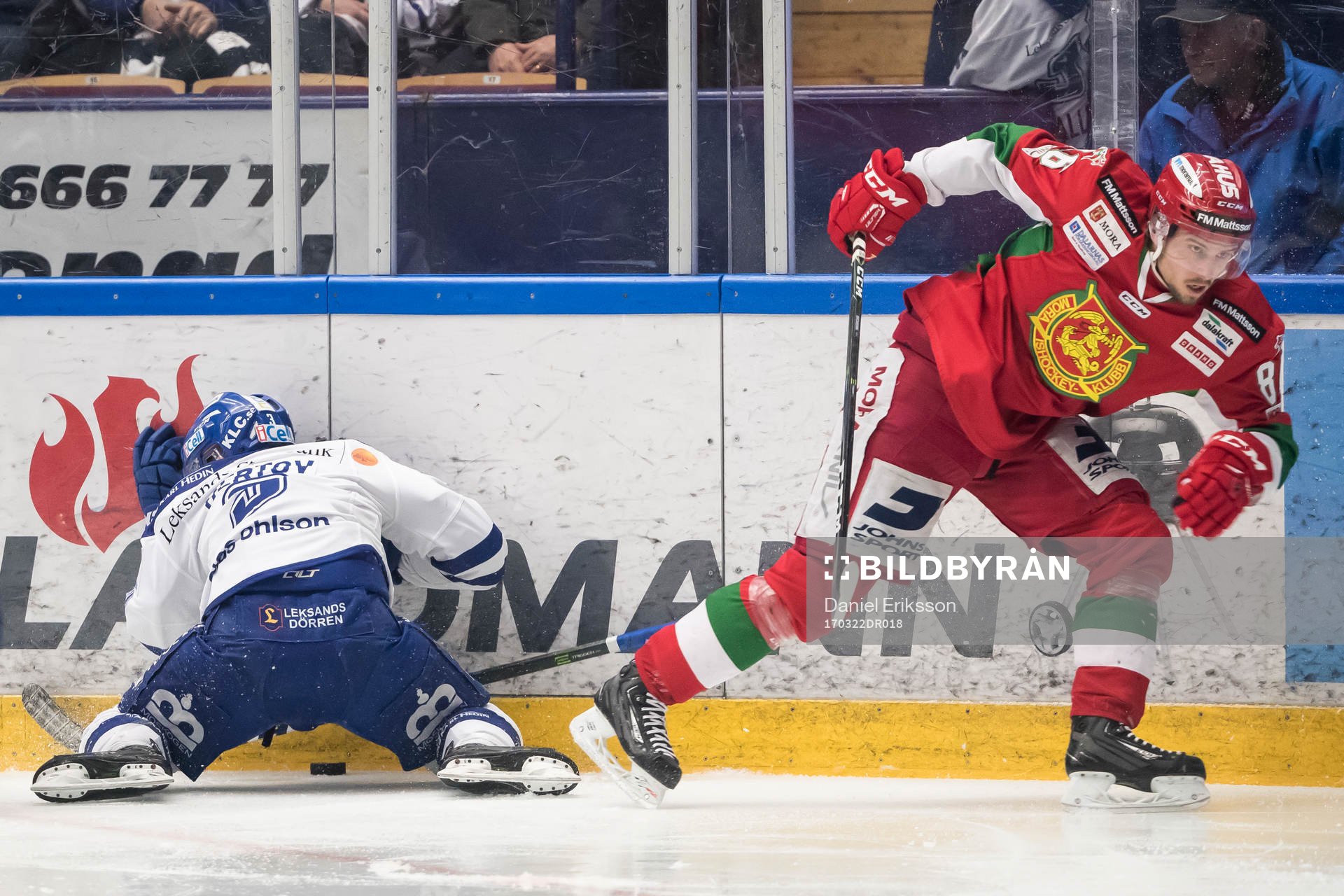 Leksands Daniel Bertov och Moras Mathias Bromé  i