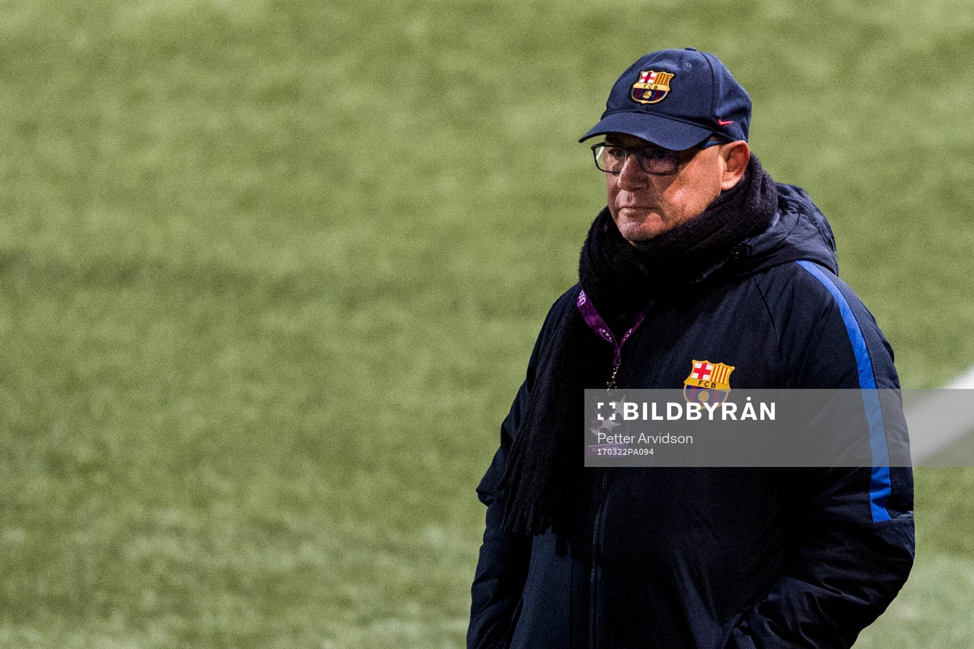 Barcelonas tränare Xavi Llorens under fotbollsmatchen i Champions League mellan Rosengård och Barcelona den 22 mars 2017 i Malmö.