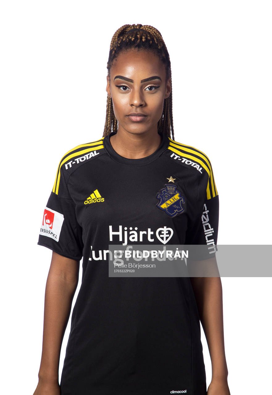 AIK:s Samantha Ammanuel poserar för ett porträtt den 22 mars 2017 i Stockholm.