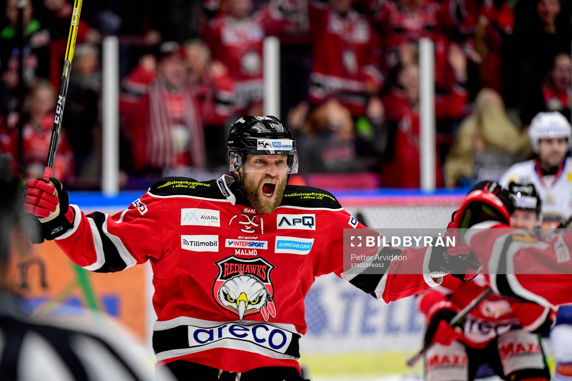 Malmö Redhawks Mathias Tjärnqvist jublar