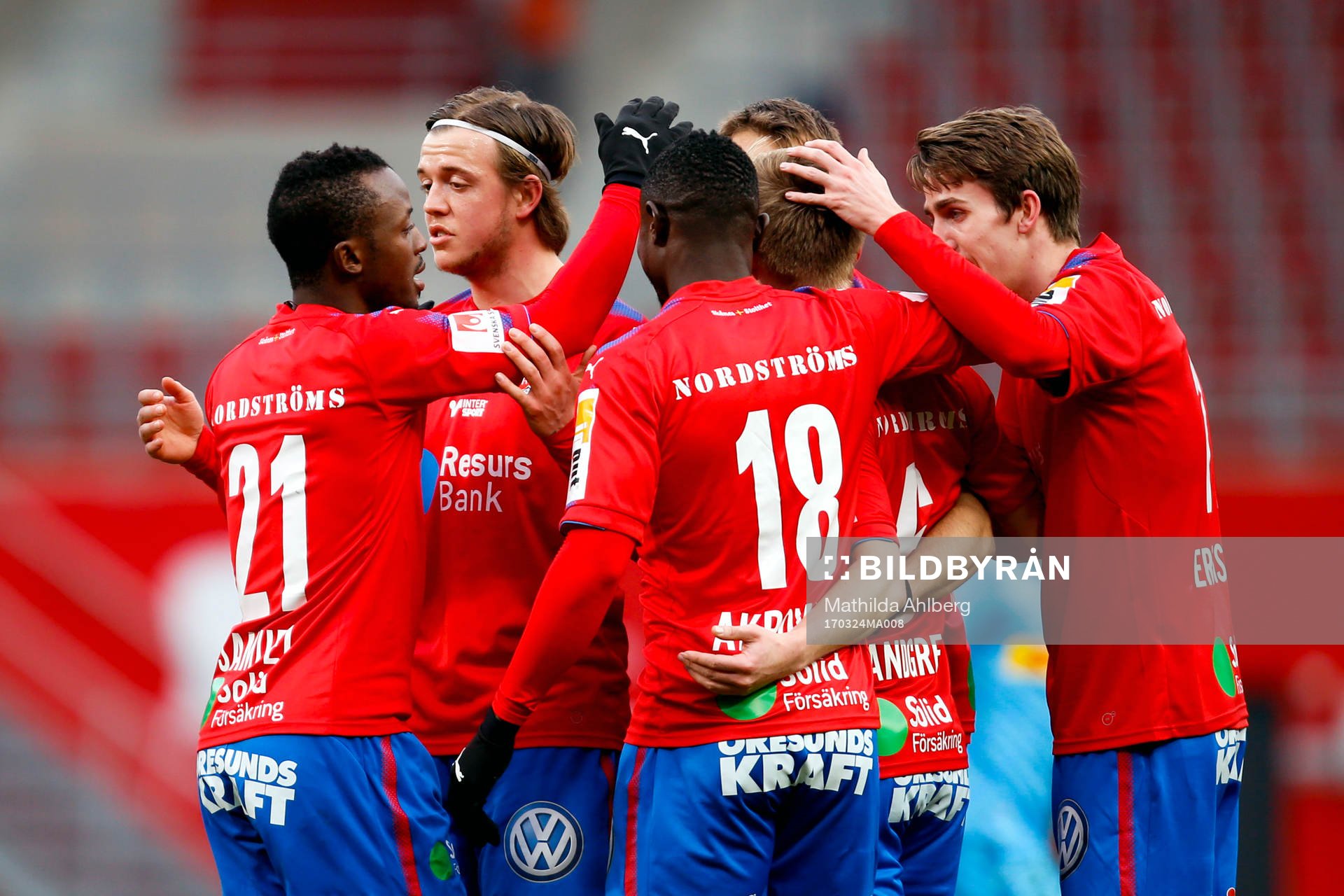 Helsingborgs Andreas Landgren jublar med lagkamrater