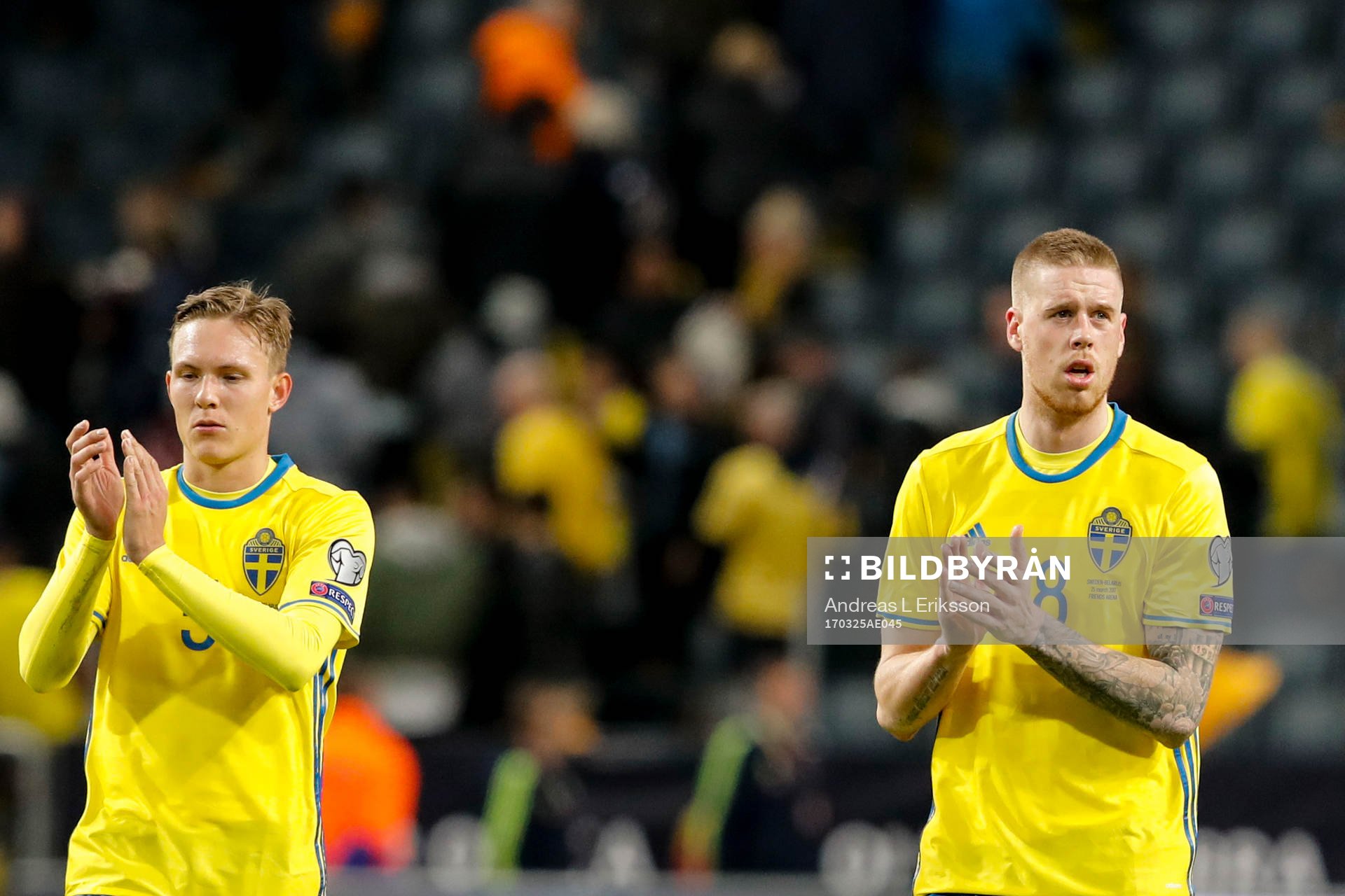 Sveriges Ludwig Augustinsson och Pontus Jansson tackar