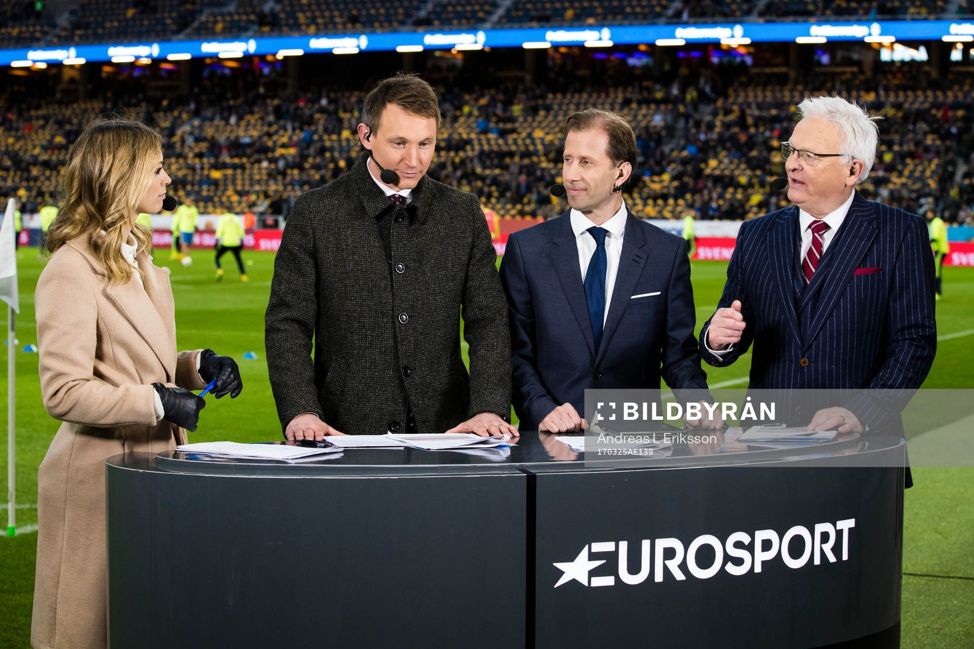 Eurosports studio med Karin Frick, Kim Källström, Simon