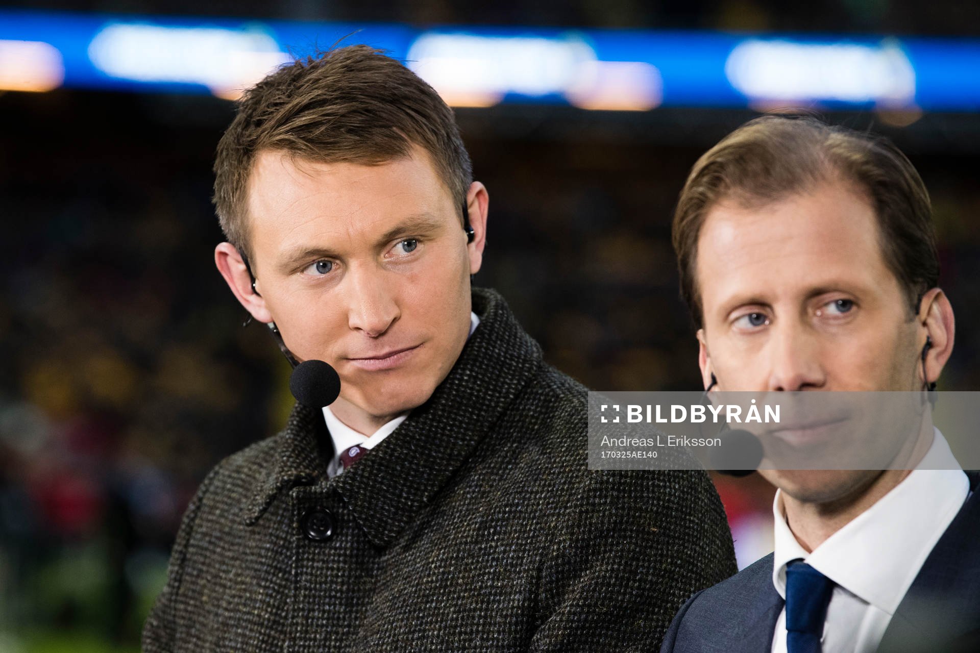Kim Källström och Simon Bank i Eurosports studio innan