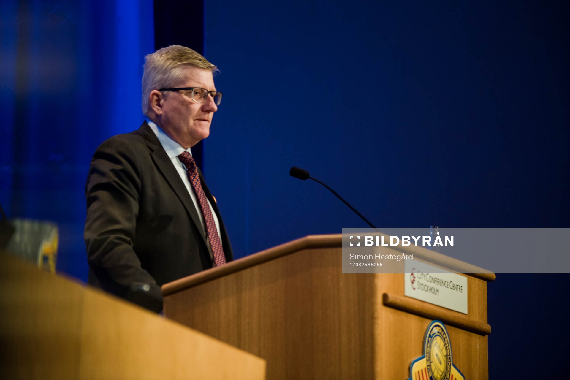 Förbundets revisor Hans Bredberg under Svenska Fotbollsförbundets årsmöte den 25 mars  2017 i Stockholm.
