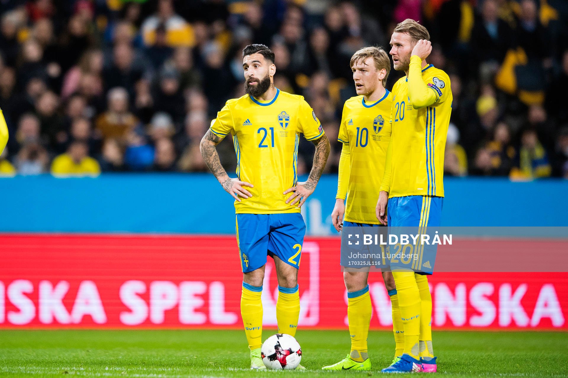 Sveriges Jimmy Durmaz, Emil Forsberg och Ola Toivonen
