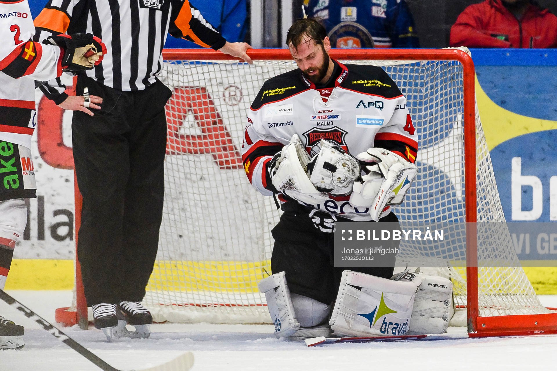 Malmö Redhawks målvakt Cristopher Nihlstorp utan mask