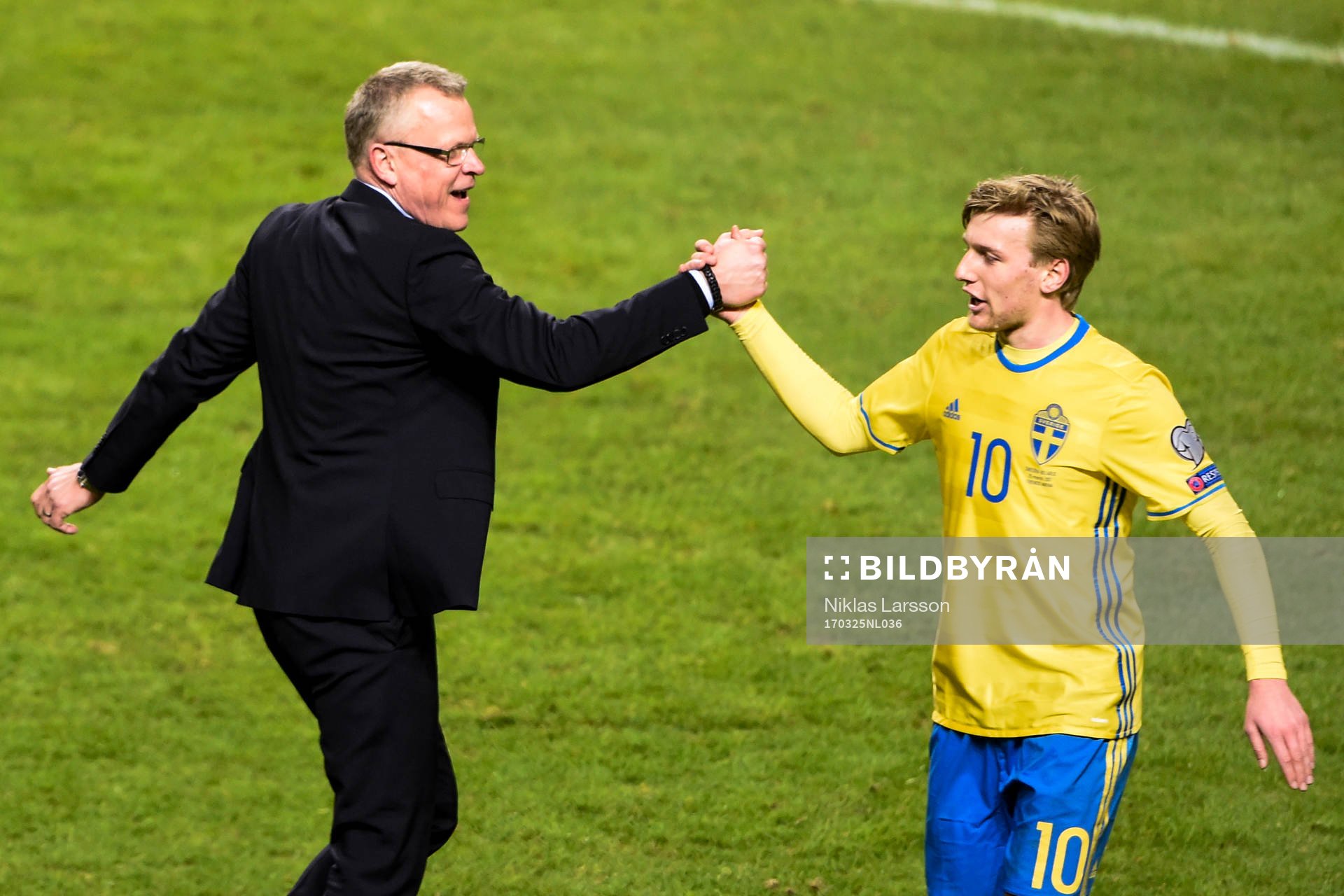Sveriges Emil Forsberg och förbundskapten Janne Andersson