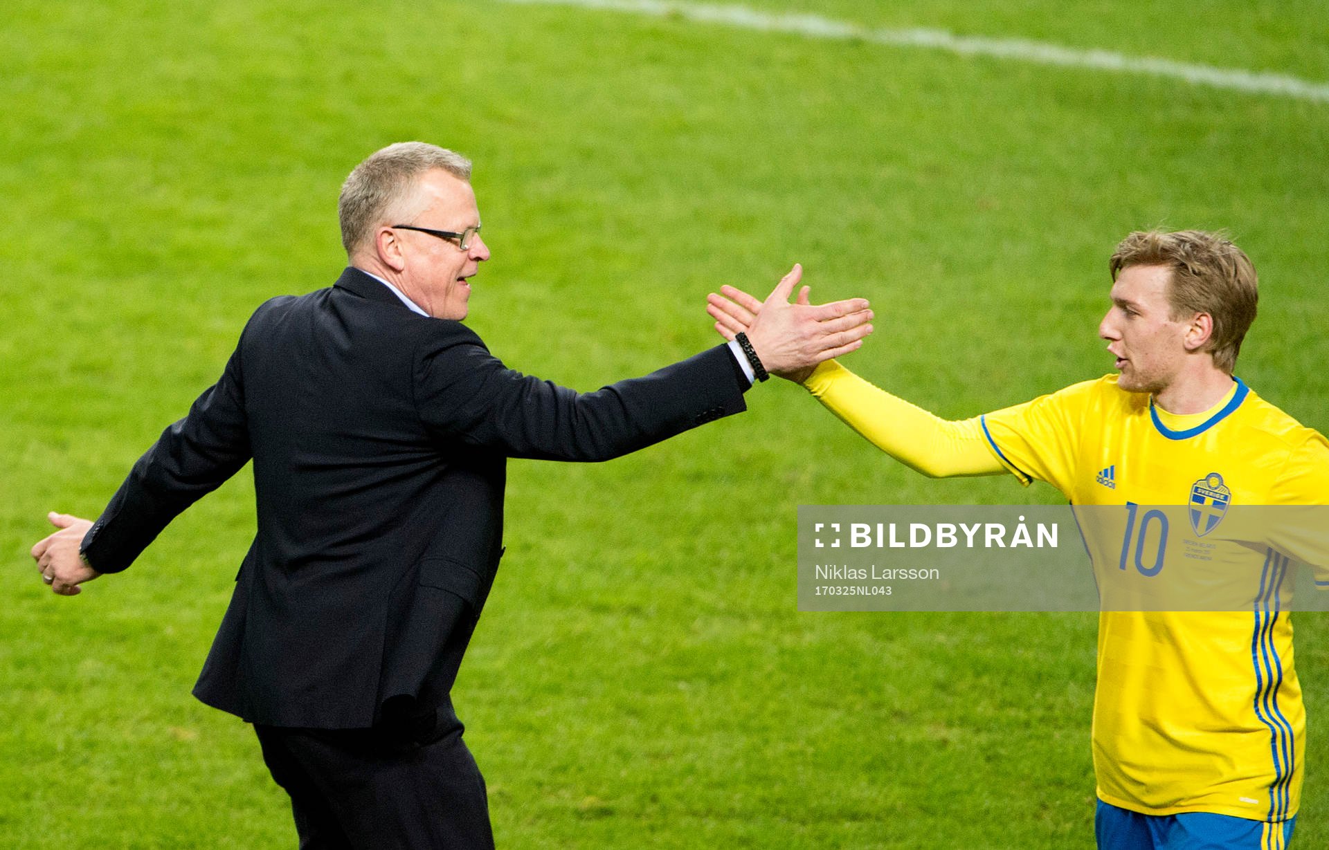 Sveriges Emil Forsberg och förbundskapten Janne Andersson