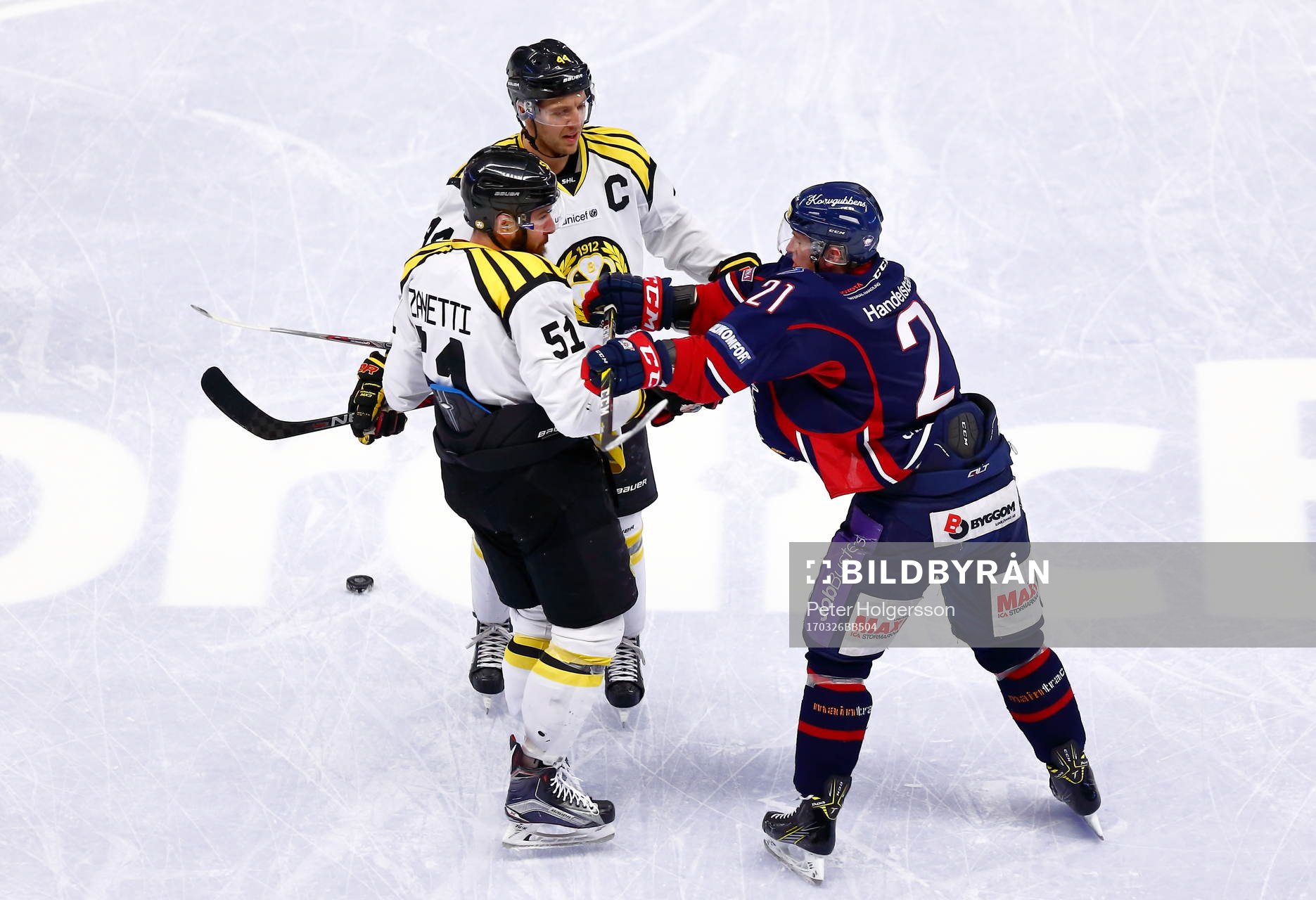 Brynäs Jacob Blomqvist, Marc Zanetti och Linköpings Emil