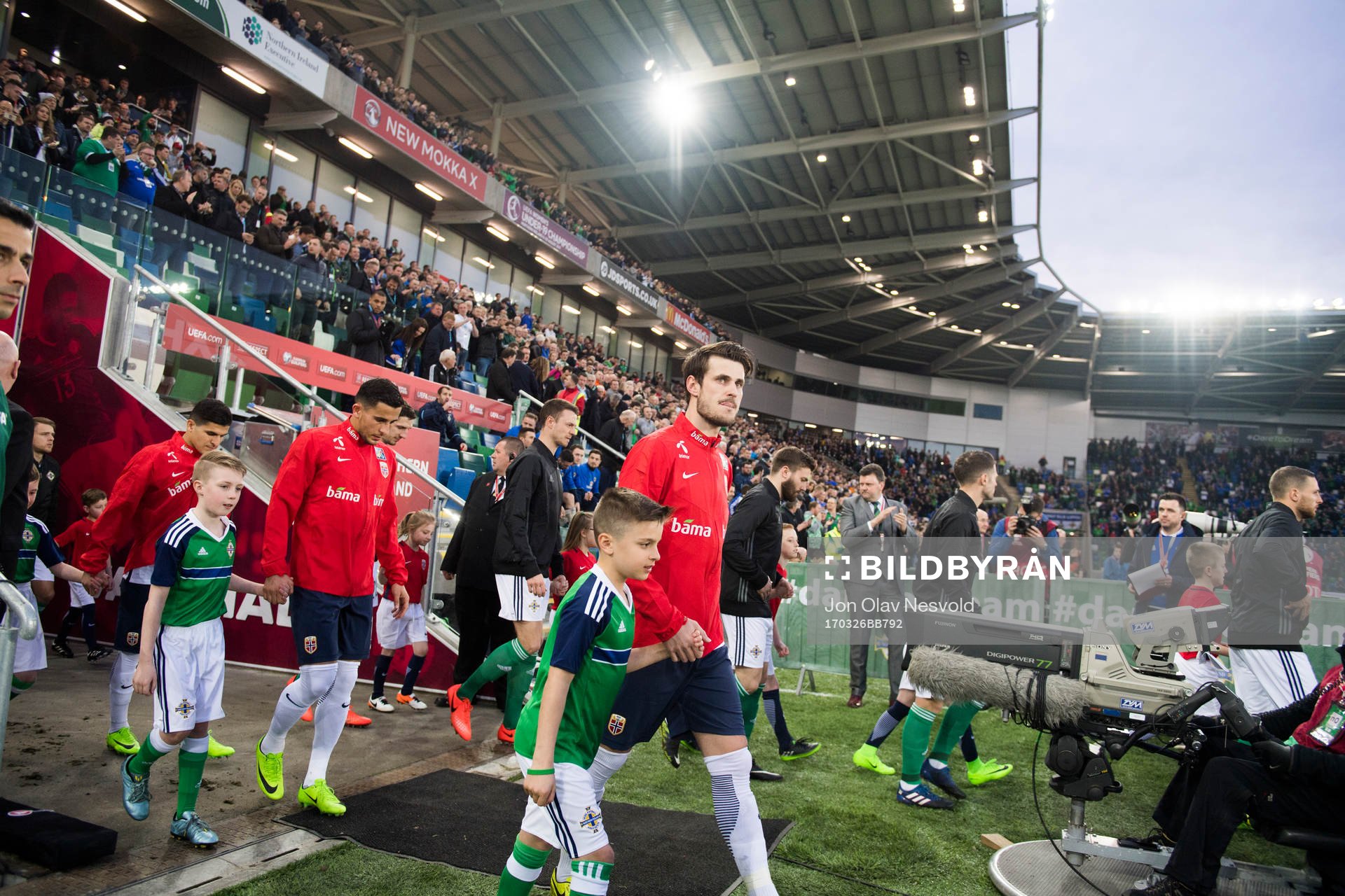 Norges Håvard Nordtveit inför fotbollsmatchen i VM-kvalet mellan Nordirland och Norge den 26 mars 2017 i Belfast.