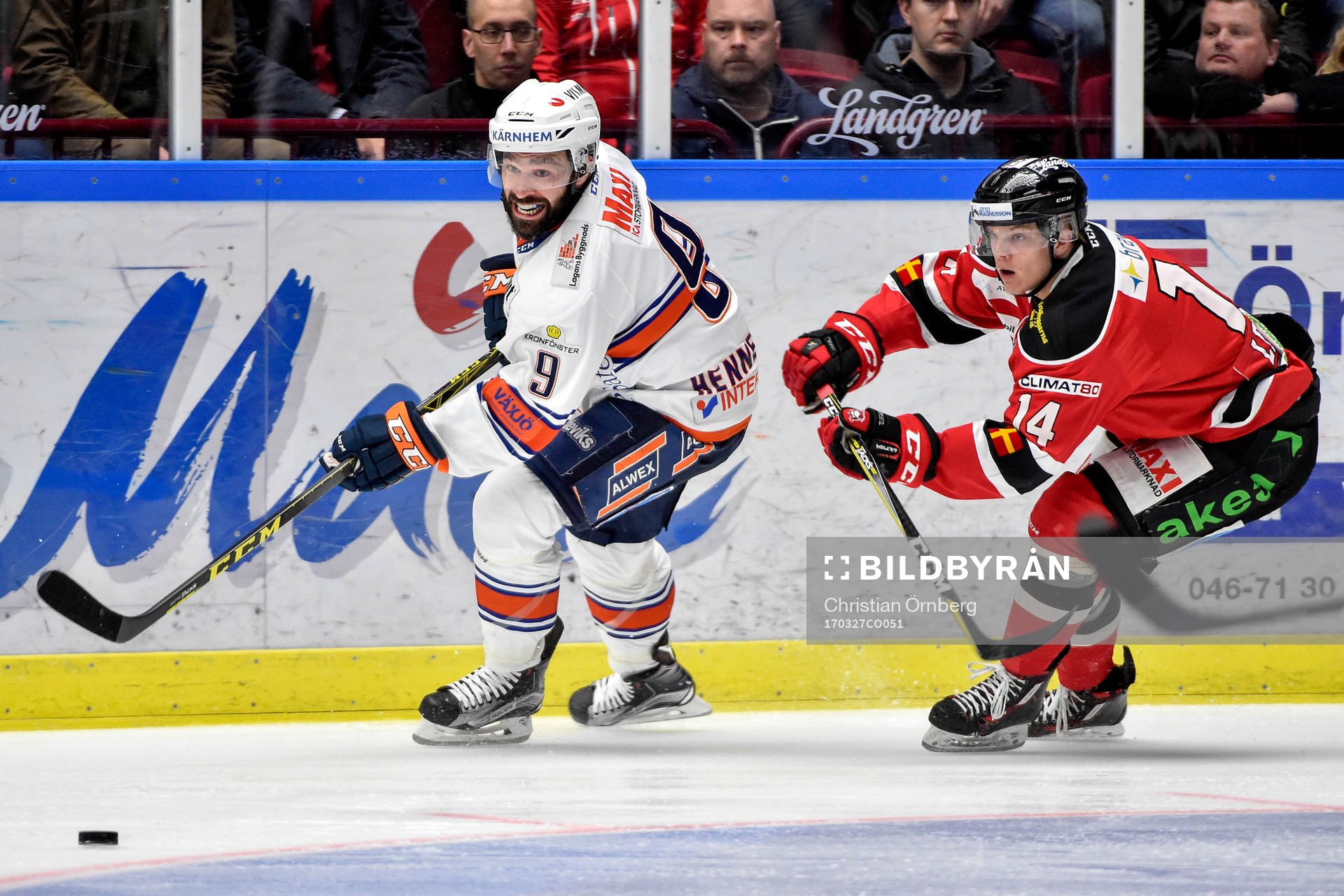 Växjös Josh Hennessy och Malmö Redhawks Carl-Johan Lerby
