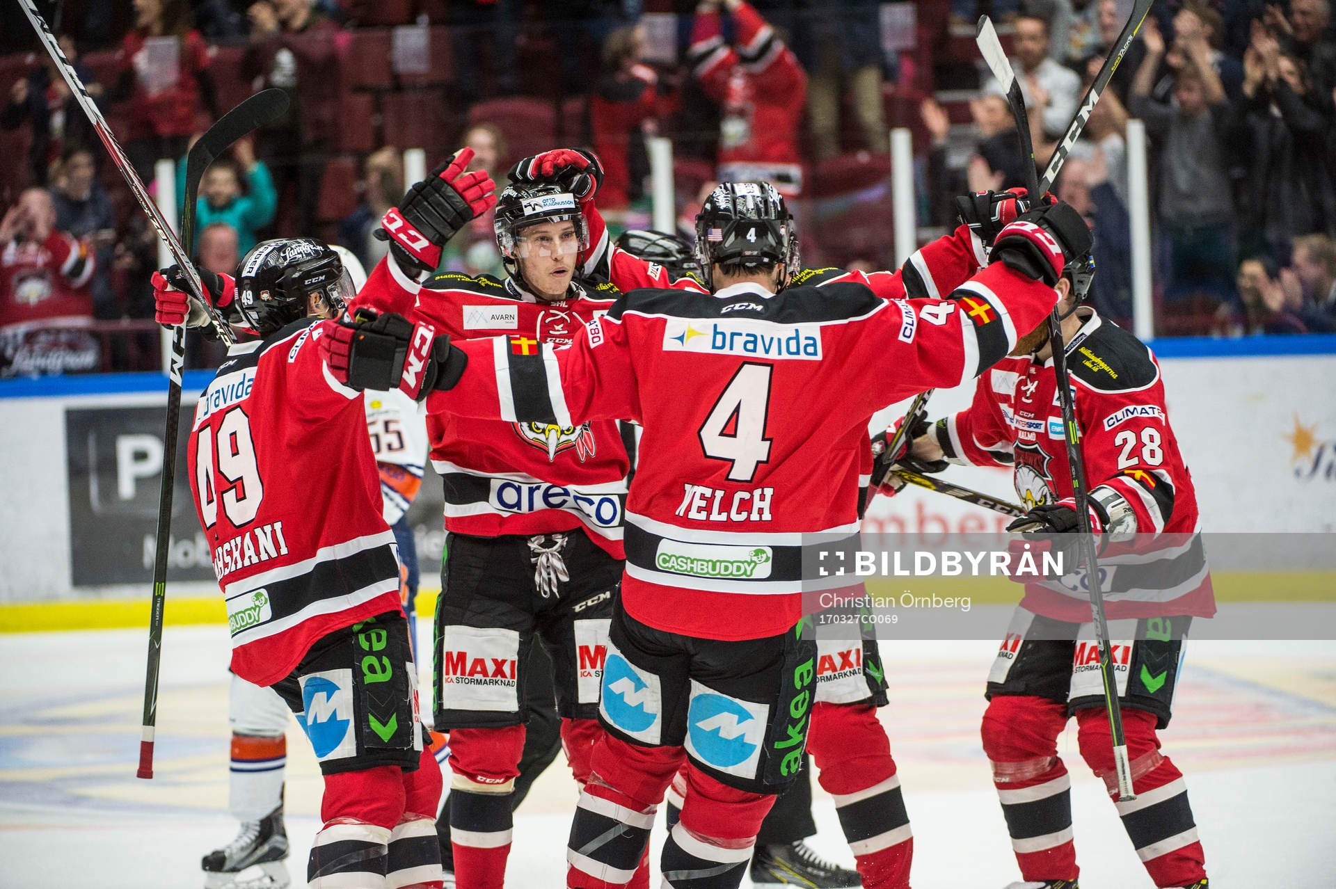 Malmö Redhawks Rhett Rakhshani, Robin Alvarez, Ilari
