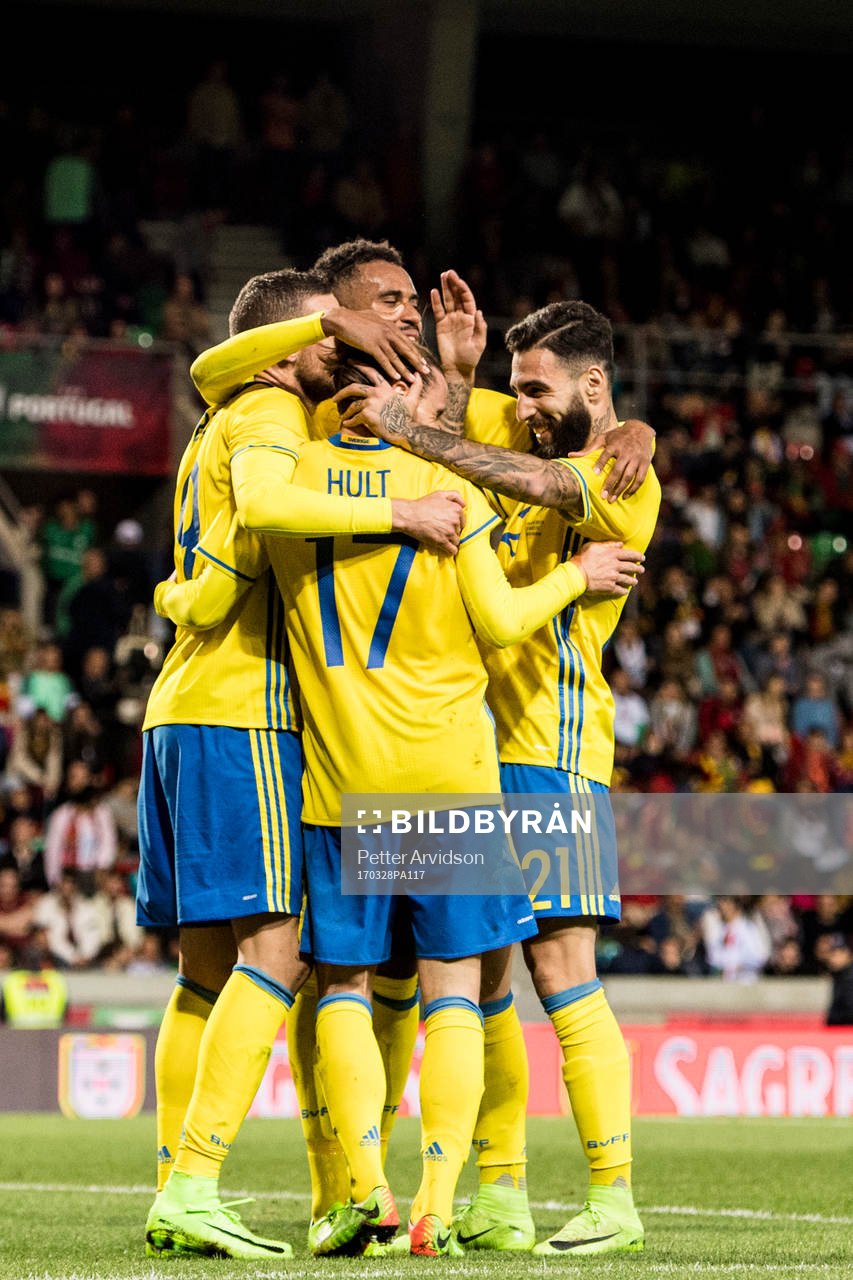Sveriges Marcus Berg, Niklas Hult, Isaac Kiese Thelin och