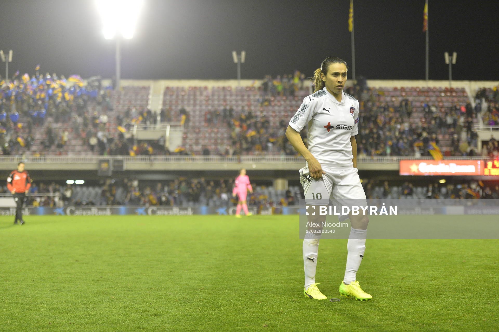 Marta under en fotbollsmatch i Champions League mellan FC Barcelona och FC Rosengård den 29 mars 2017 i Barcelona.