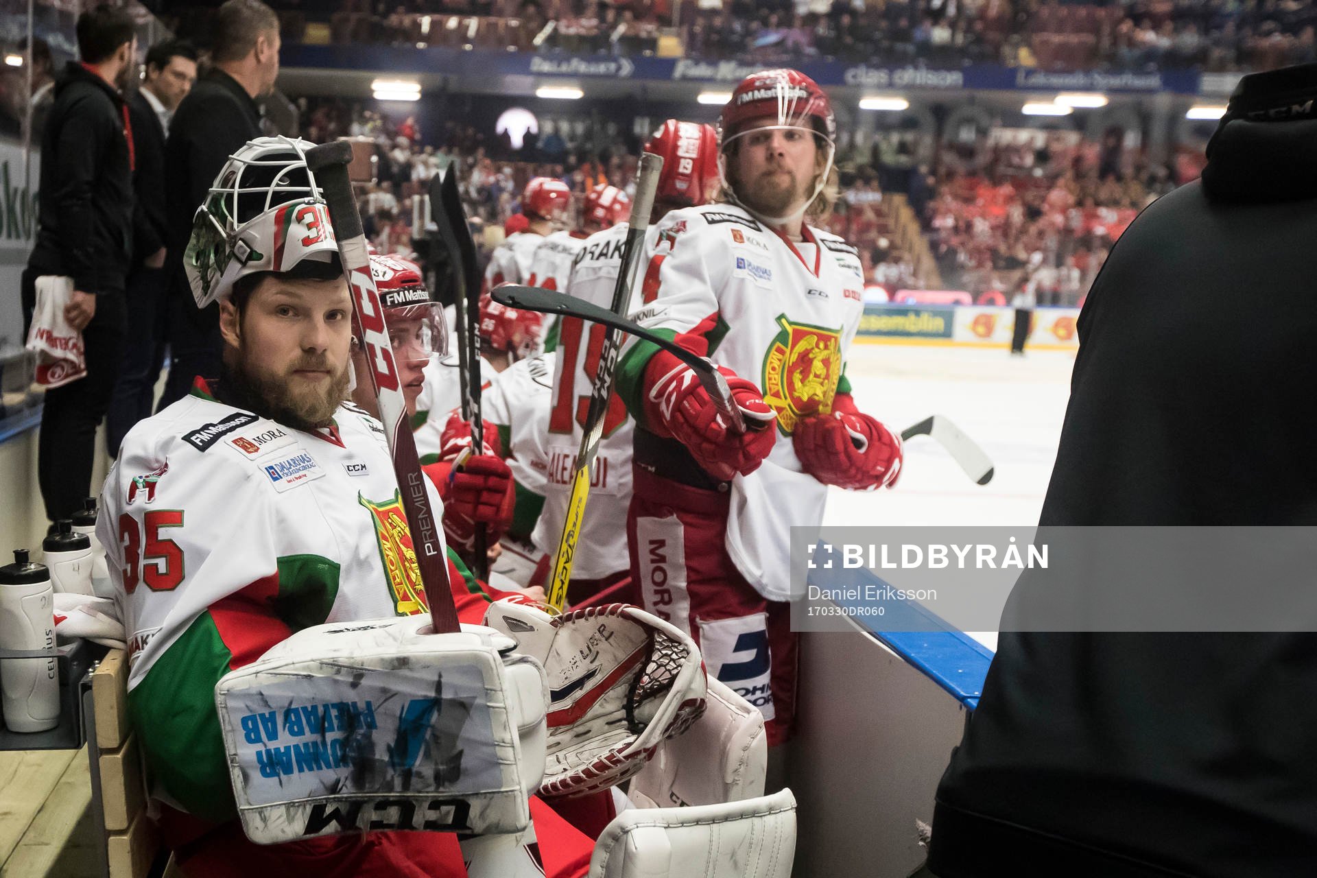 Moras målvakt Christian Engstrand  i ishockeymatchen i