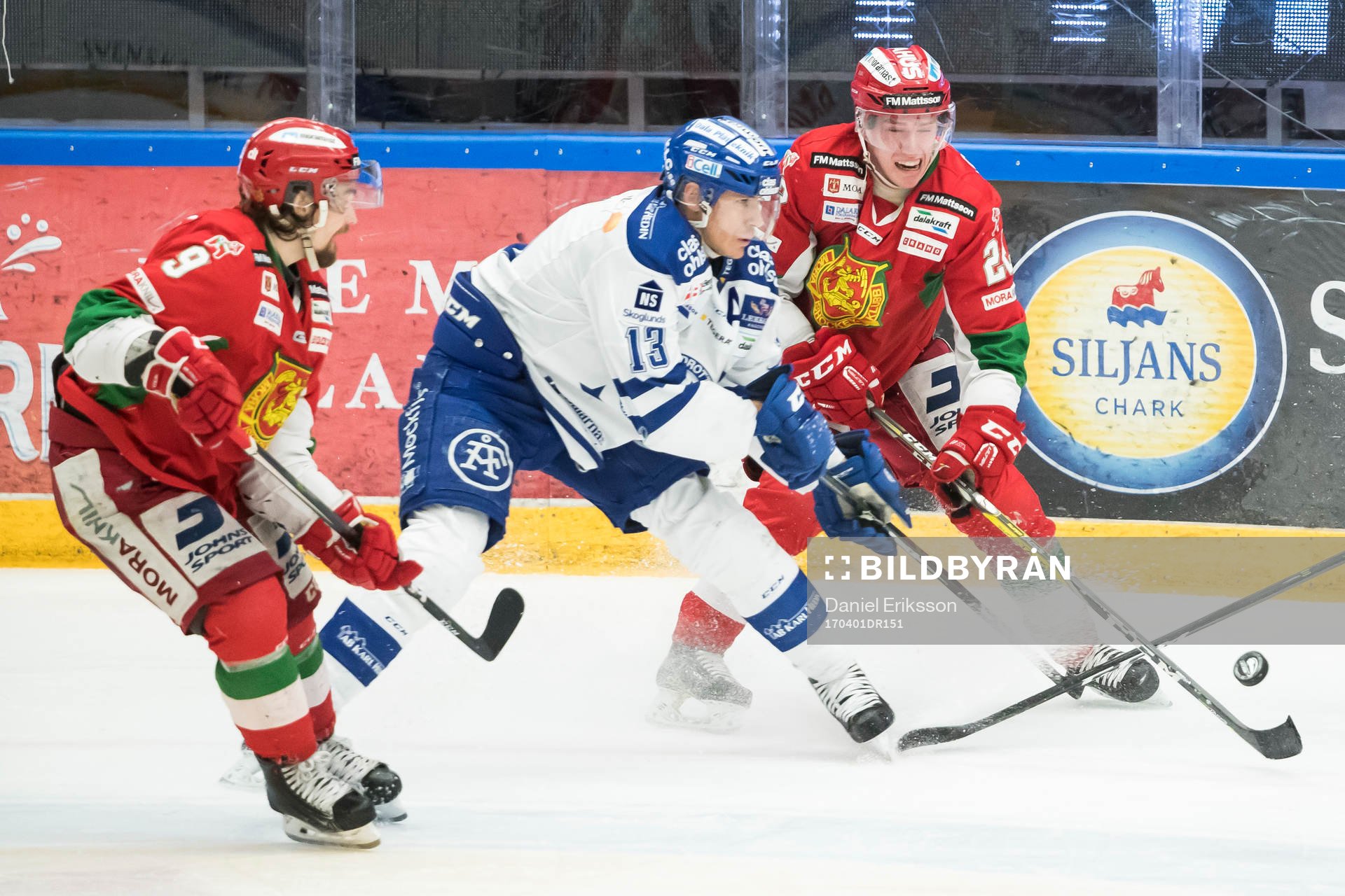 Leksands Jon Knuts och Moras Kevin Gagné och Kevin Goumas