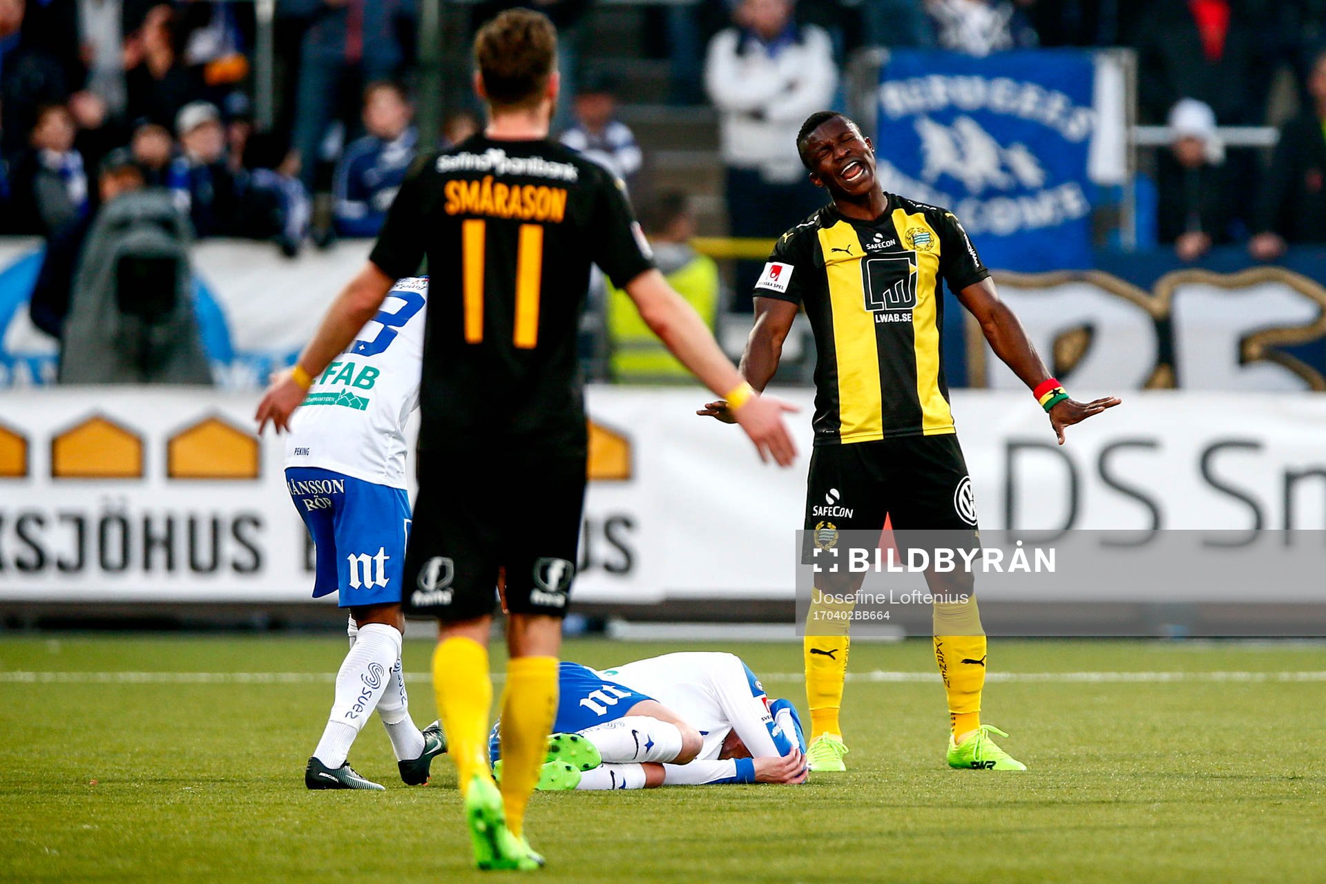 Hammarbys Joseph Aidoo reagerar