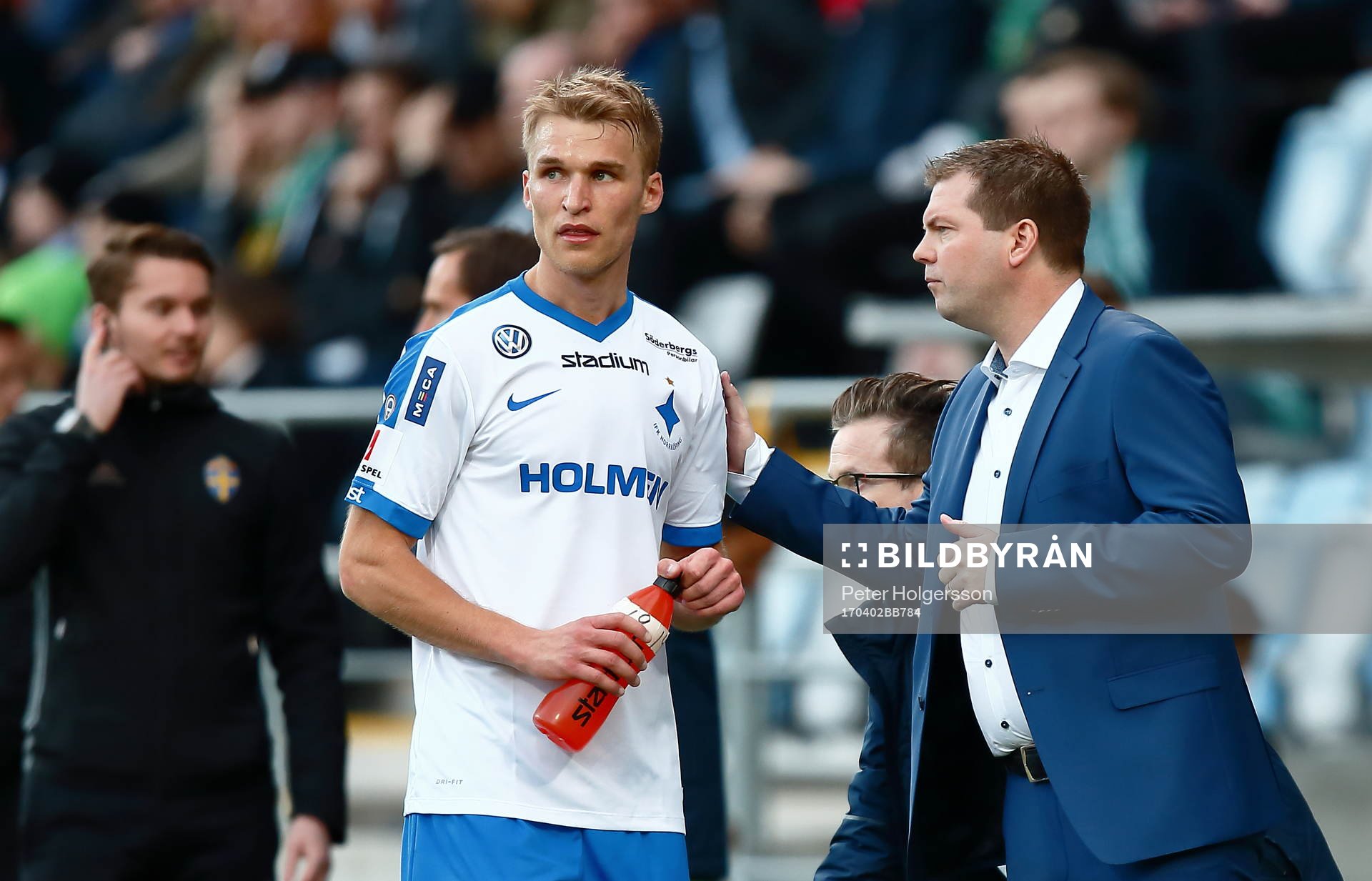 Norrköpings Sebastian Andersson och tränare Jens