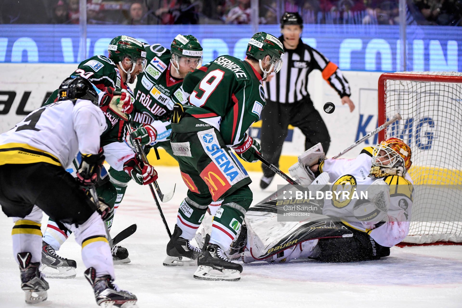 Frölundas Joel Lundqvist, Sean Bergenheim och Casey