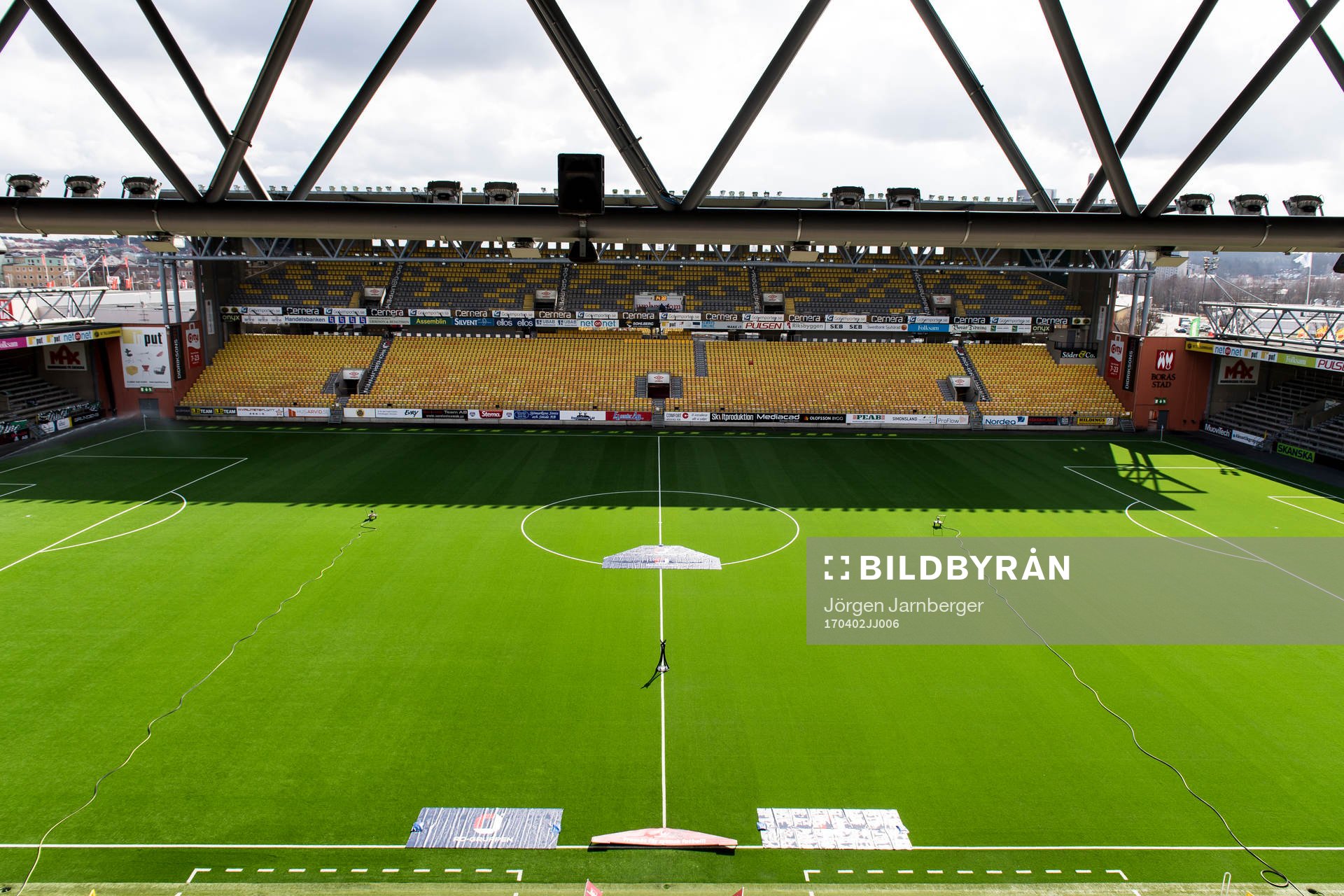 Interiört på Borås arena innan fotbollsmatchen i