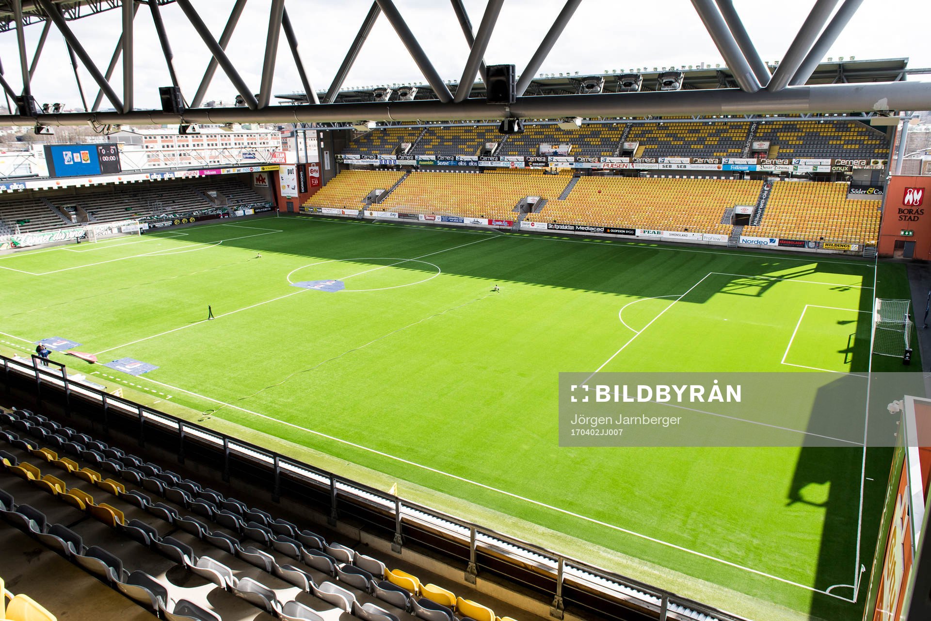 Interiört på Borås arena innan fotbollsmatchen i