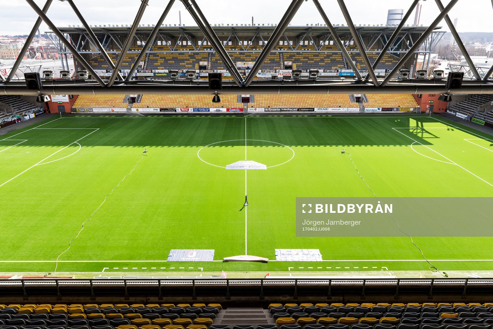Interiört på Borås arena innan fotbollsmatchen i