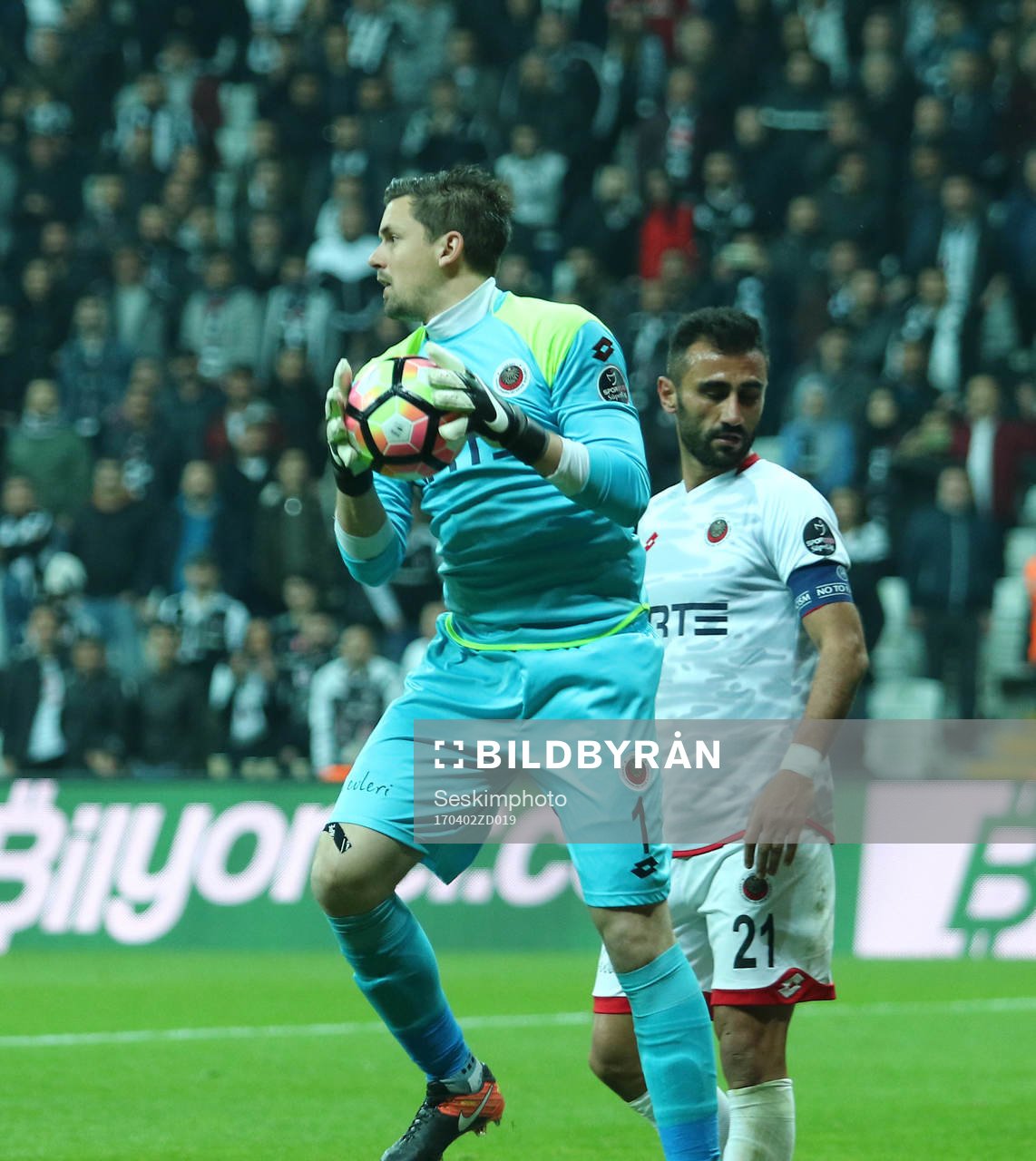 Genclerbirligi Goalkeeper Johannes Hopf during the Turkey superlig match between Besiktas and Genclerbirligi at Vodafone Arena in Istanbul , Turkey on April 02 , 2017.