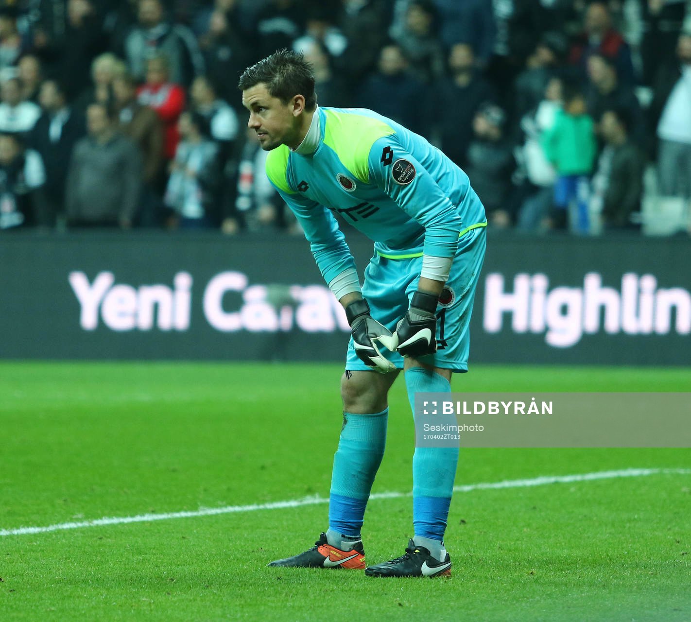 Genclerbirligi Goalkeeper Johannes Hopf during the Turkey superlig match between Besiktas and Genclerbirligi at Vodafone Arena in Istanbul , Turkey on April 02 , 2017.