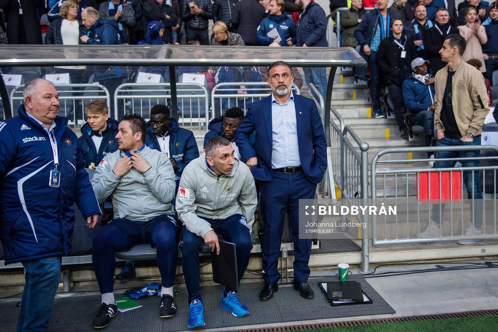 Djurgårdens tränare Özcan Melkemichel och assisterande