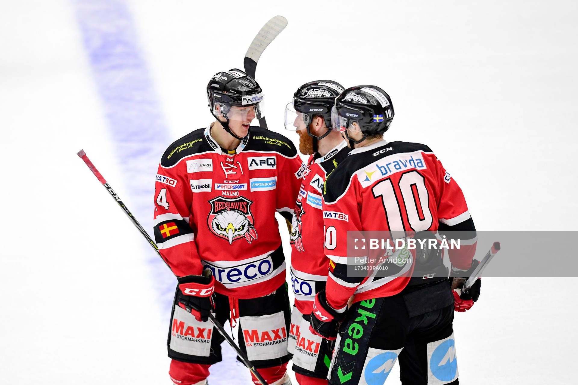 Malmö Redhawks Carl-Johan Lerby, Jens Olsson och Robin