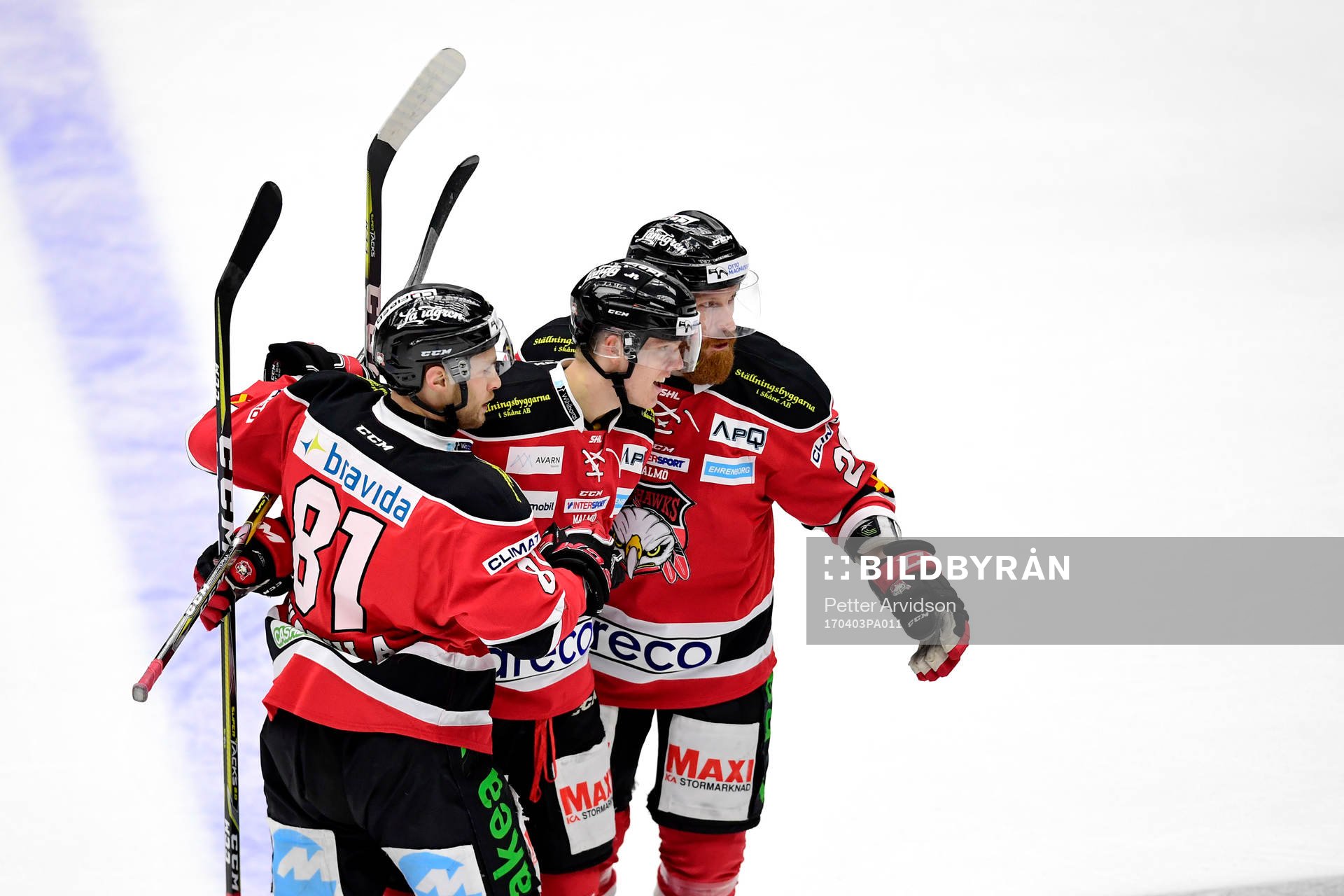 Malmö Redhawks Carl-Johan Lerby, Ilari Filppula och Jens