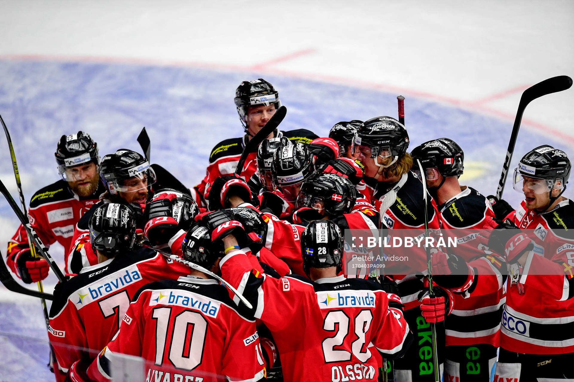 Malmö Redhawks Nichlas Hardt jublar med lagkamraterna