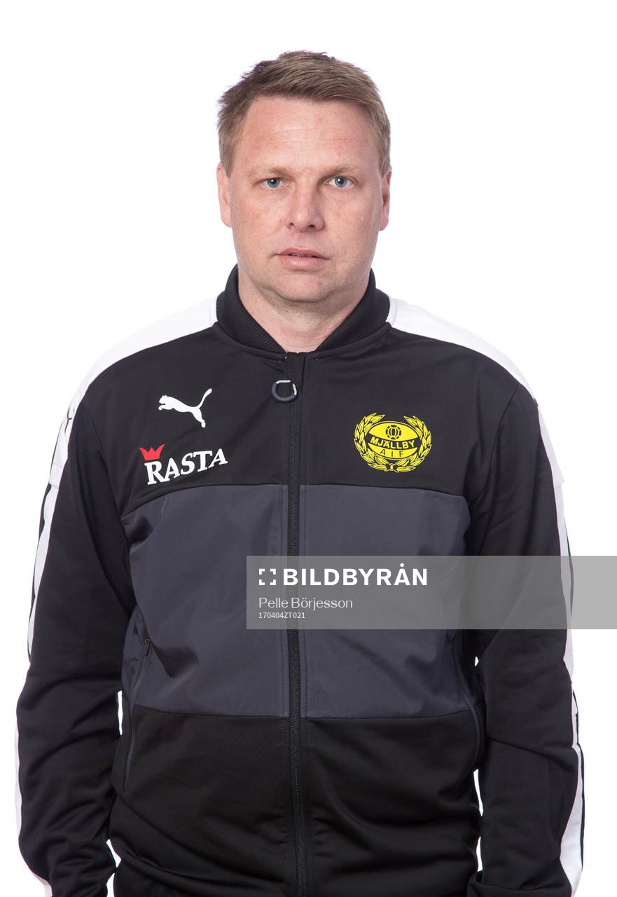 Mjällbys tränare Jonas Andersson poserar för ett porträtt den 4 april 2017 i Mjällby.