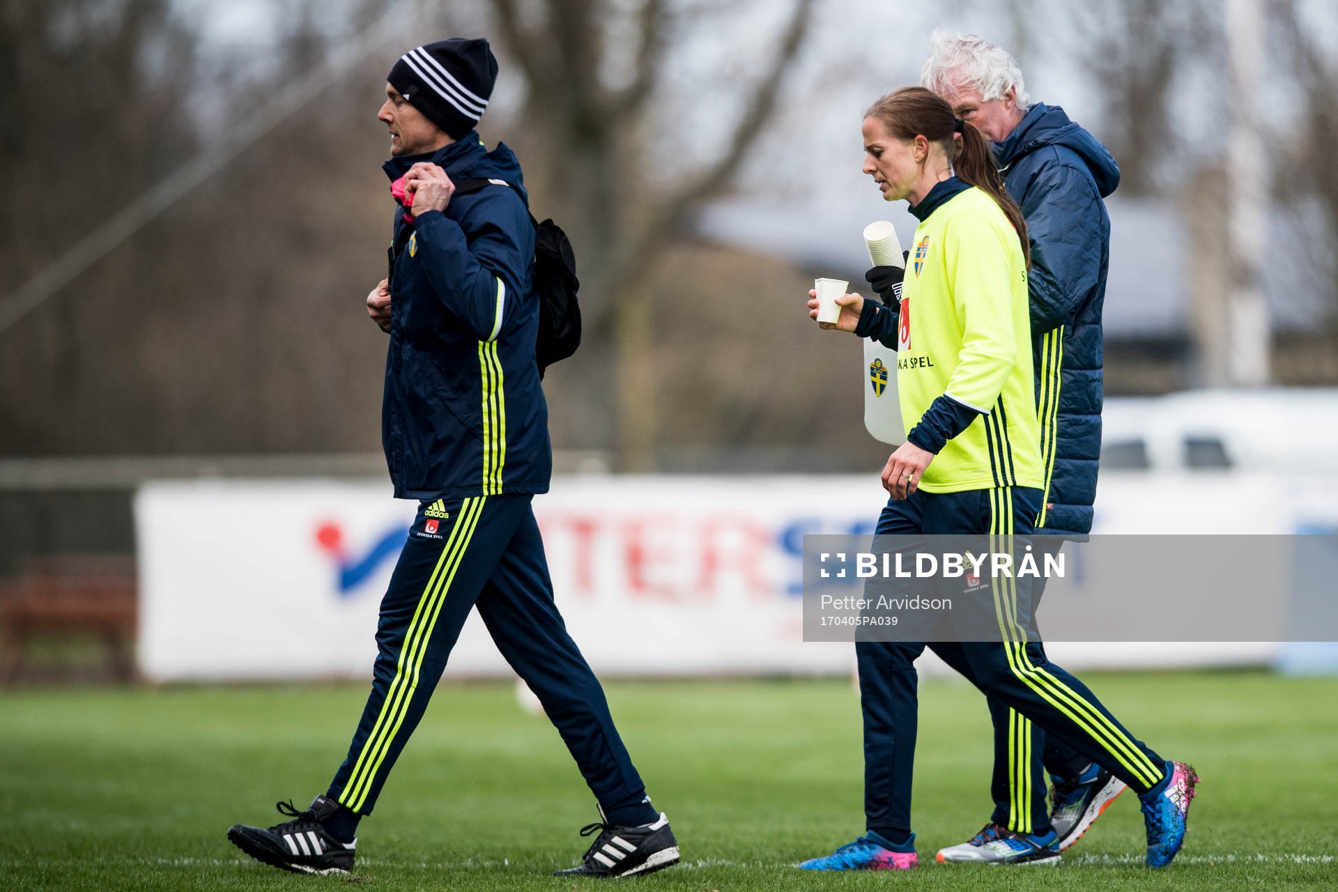 Lotta Schelin under en träning med det svenska damlandslaget i fotboll den 5 april 2017 i Trelleborg.