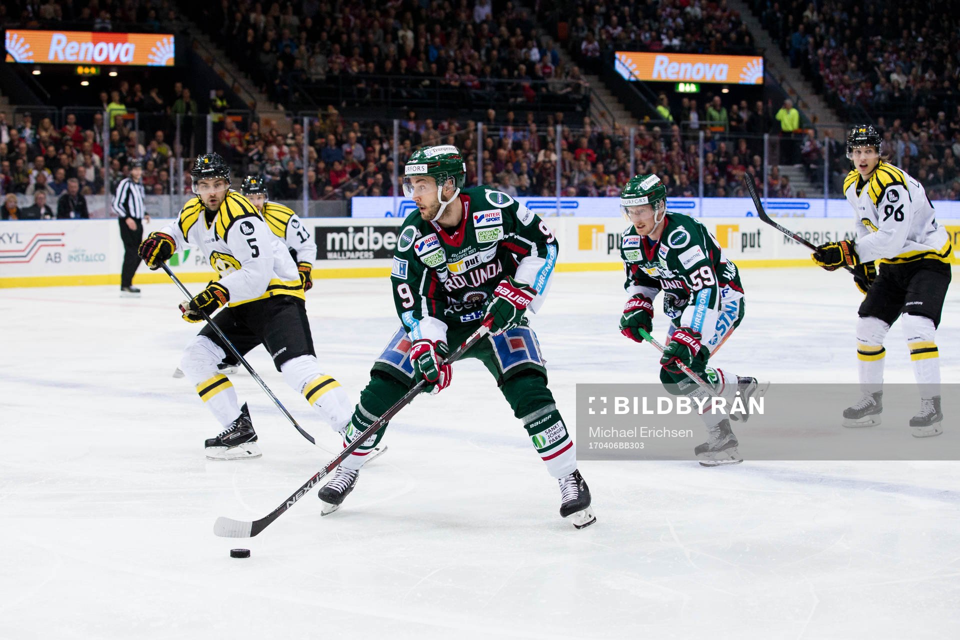 Frölundas Casey Wellman och Simon Hjalmarsson och Brynäs