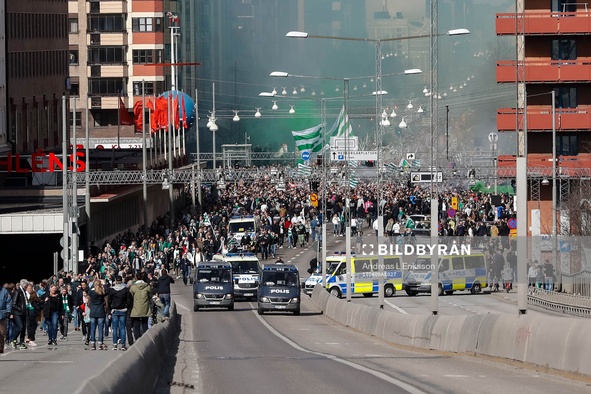 Hammarbys supportrar före fotbollsmatchen i Allsvenskan