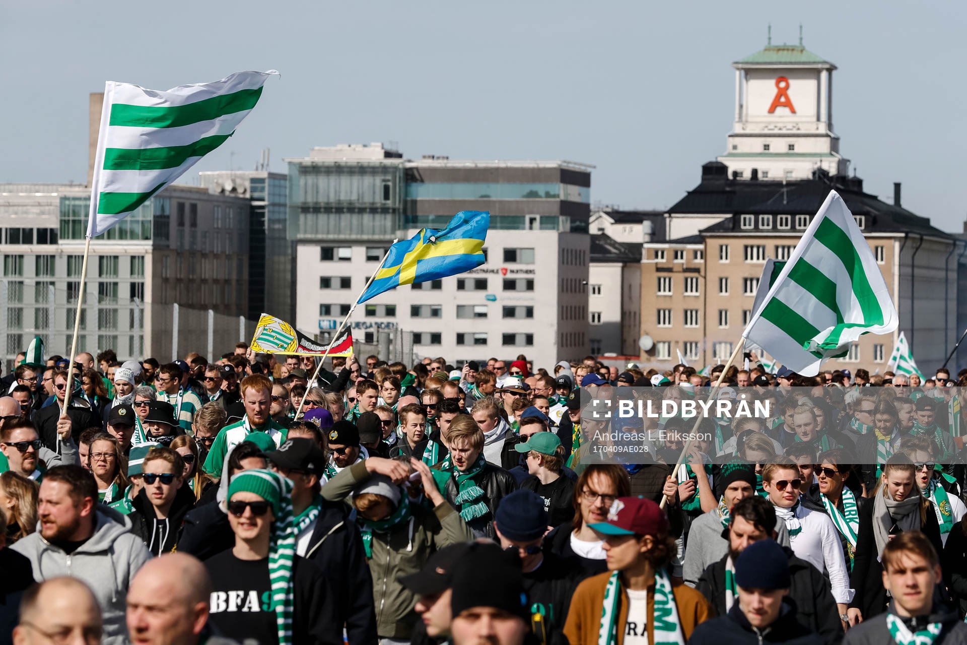 Hammarbys supportrar före fotbollsmatchen i Allsvenskan