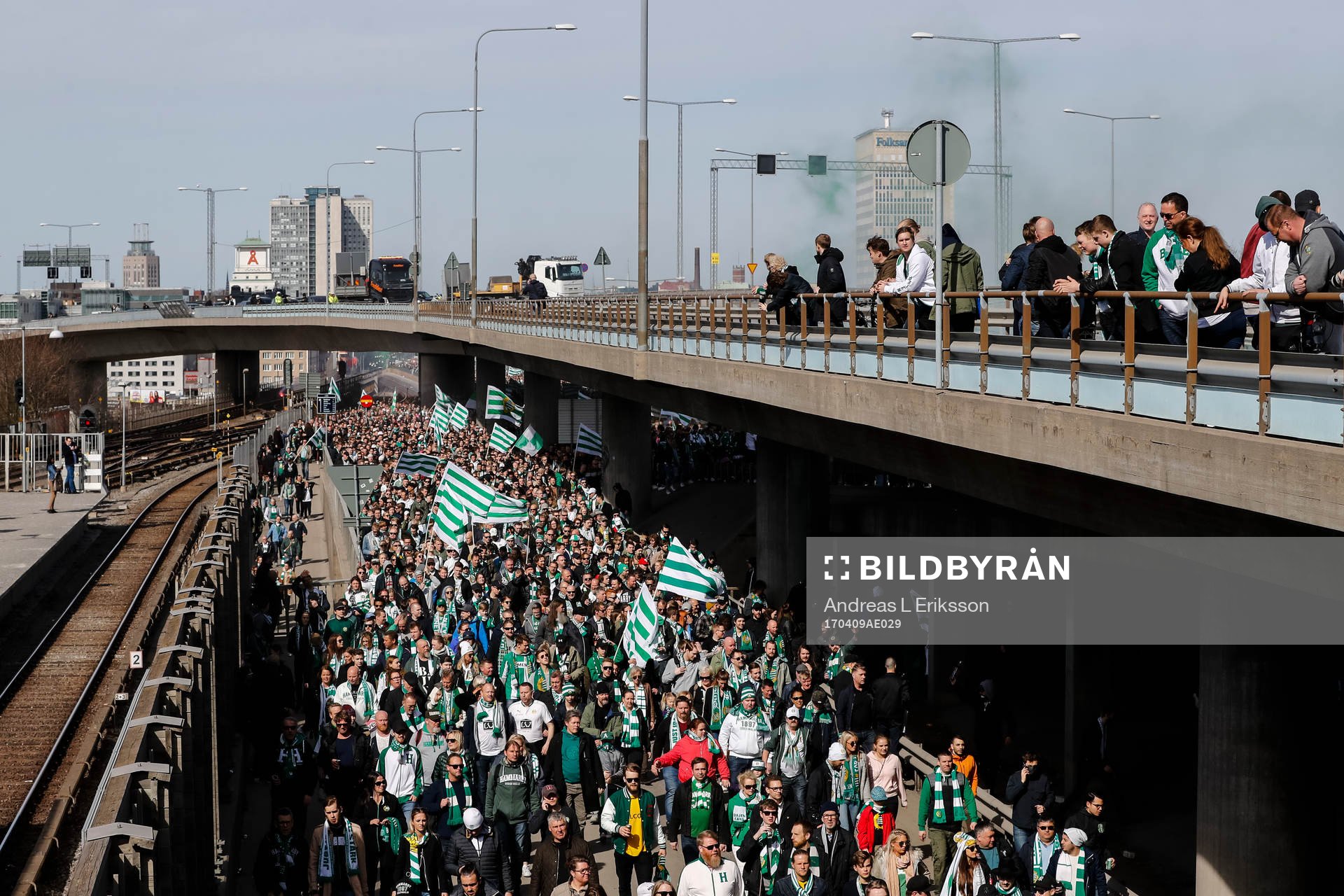 Hammarbys supportrar före fotbollsmatchen i Allsvenskan