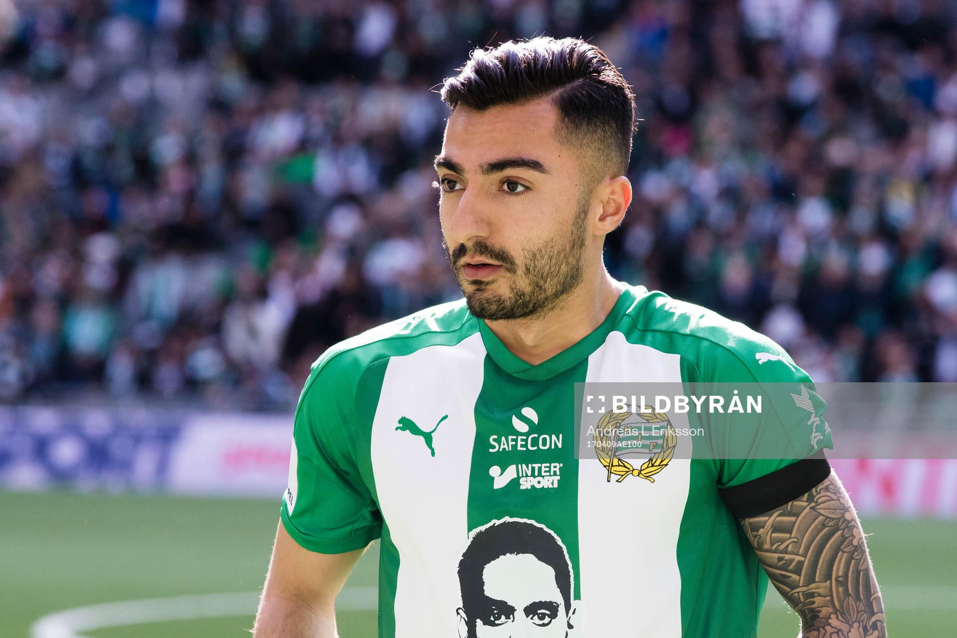 Hammarbys Jiloan Hamad med sorgeband