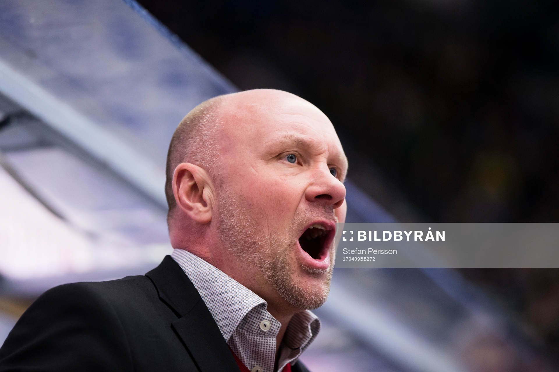 Malmö Redhawks tränare Peter Andersson jublar när Malmö