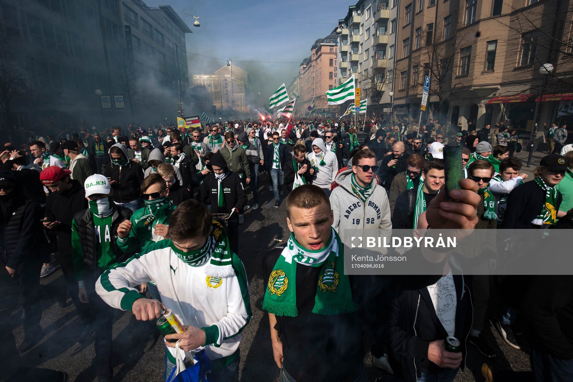 Hammarbys supportrar före fotbollsmatchen i Allsvenskan