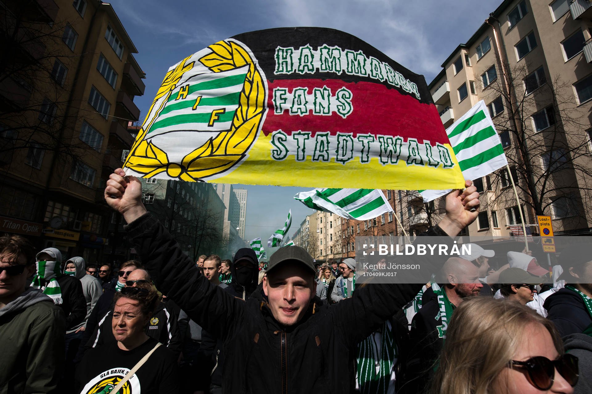 Hammarbys supportrar före fotbollsmatchen i Allsvenskan