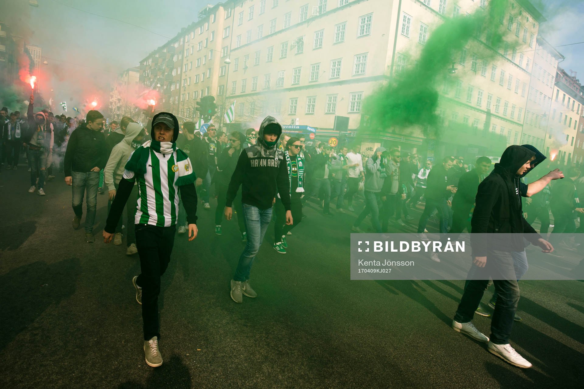 Hammarbys supportar före fotbollsmatchen i Allsvenskan