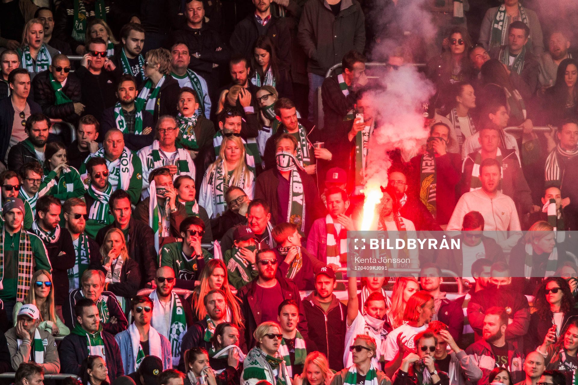 Hammarbys supportrar med en bengal