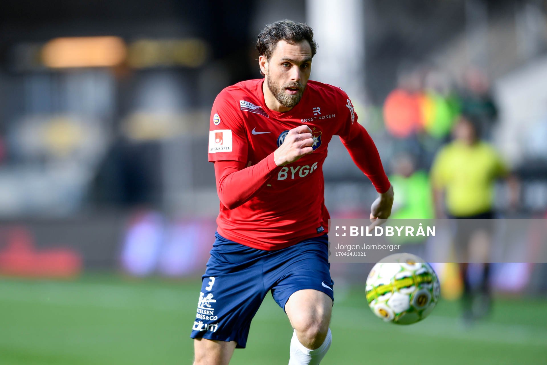 Örgrytes Johan Elmander under fotbollsmatchen i Superettan mellan Örgryte och Åtvidaberg den 14 april 2017 i Göteborg.